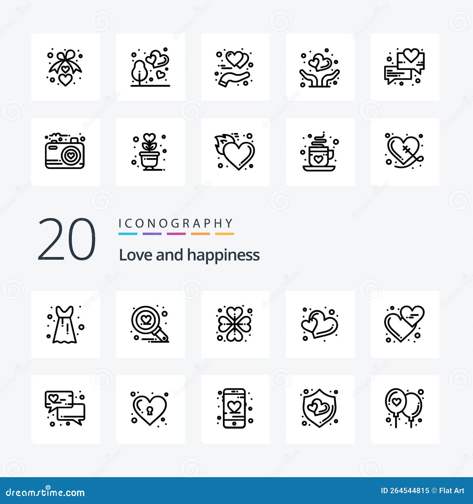 20 Love Line Icon Pack Like Love Emojis Rose Affection Shape Stock Vector Illustration of