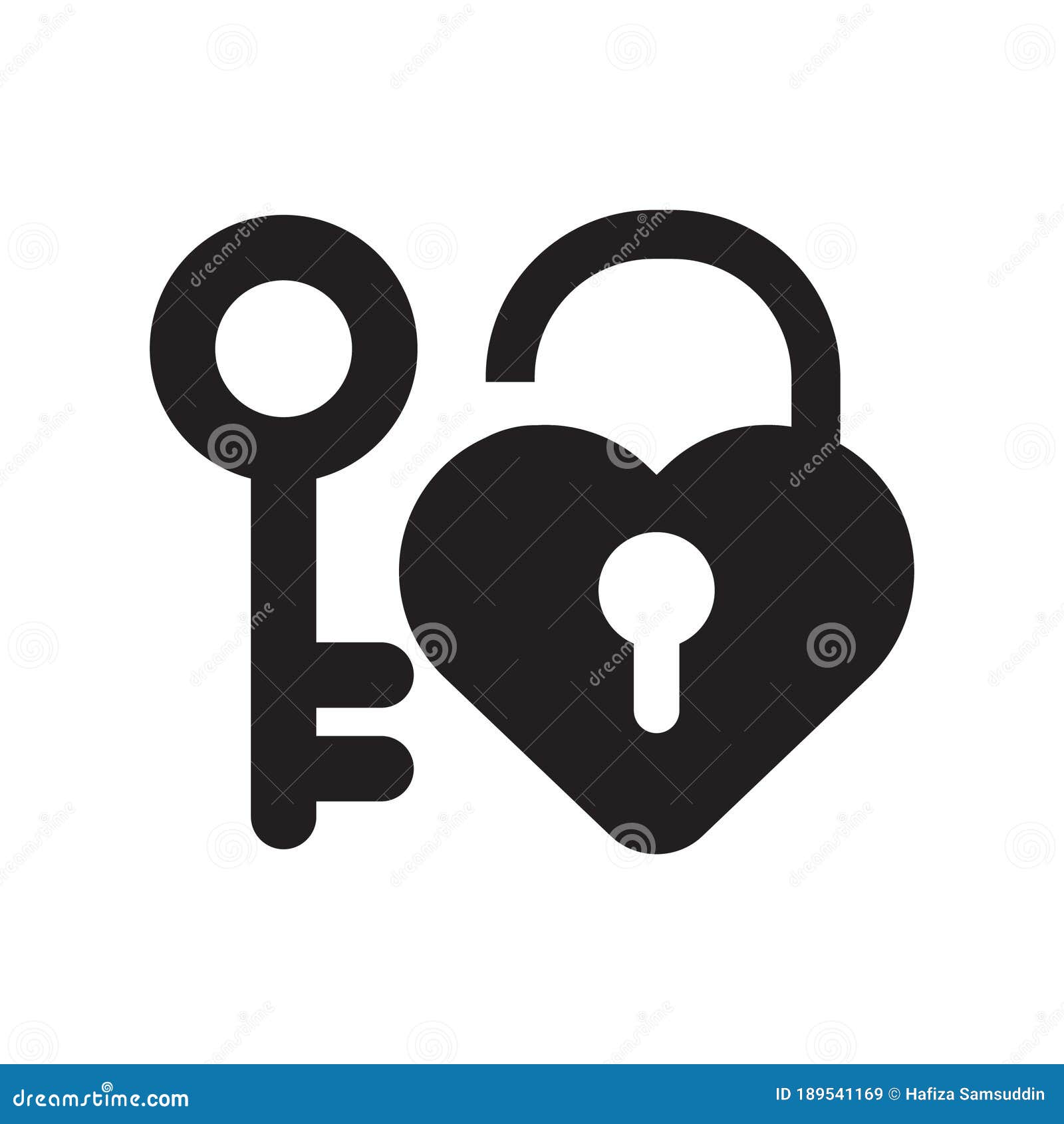 Heart shaped padlock and key for love lock unity Vector Image