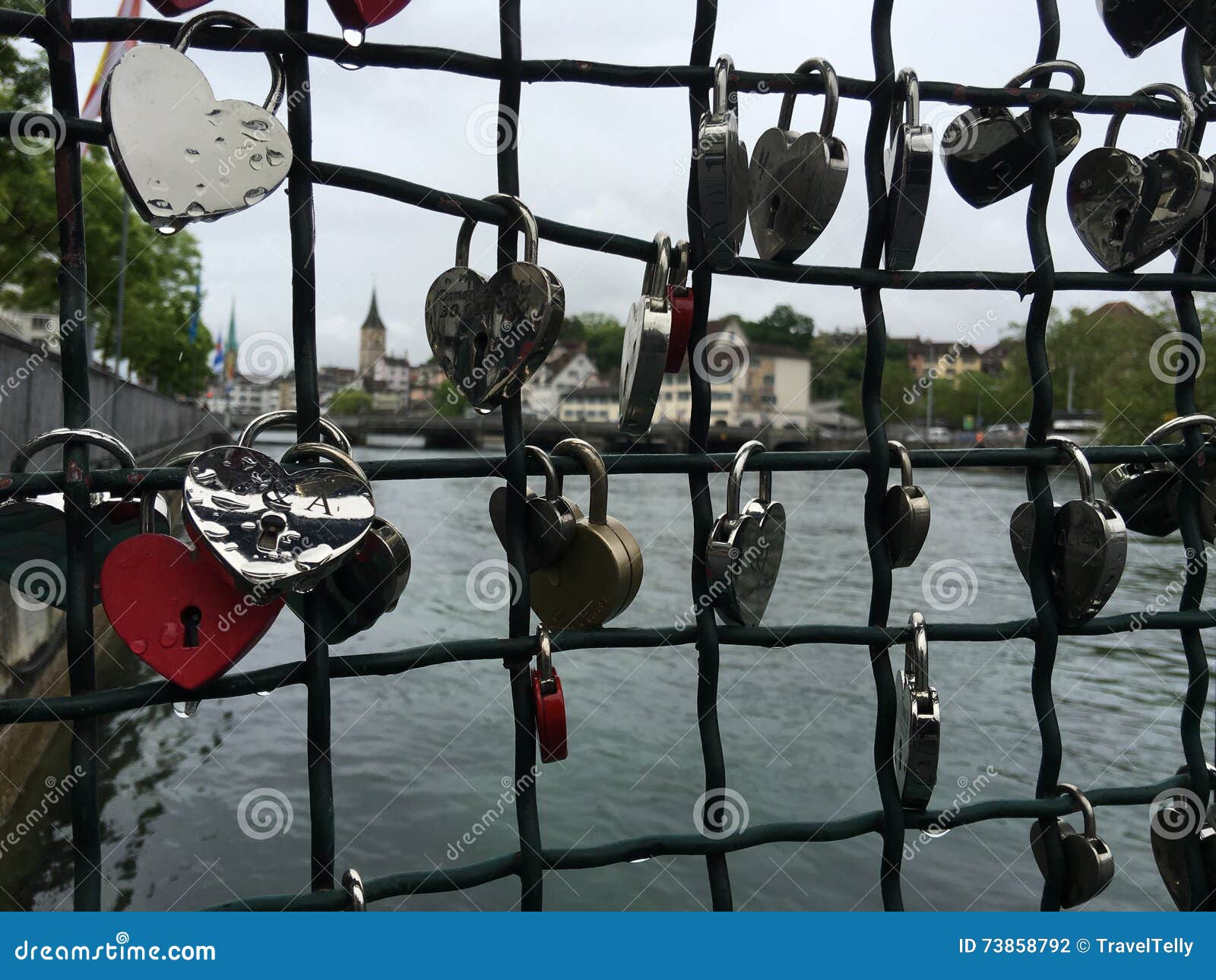 Love locks on a bridge stock photo. Image of bridge, europe - 73858792