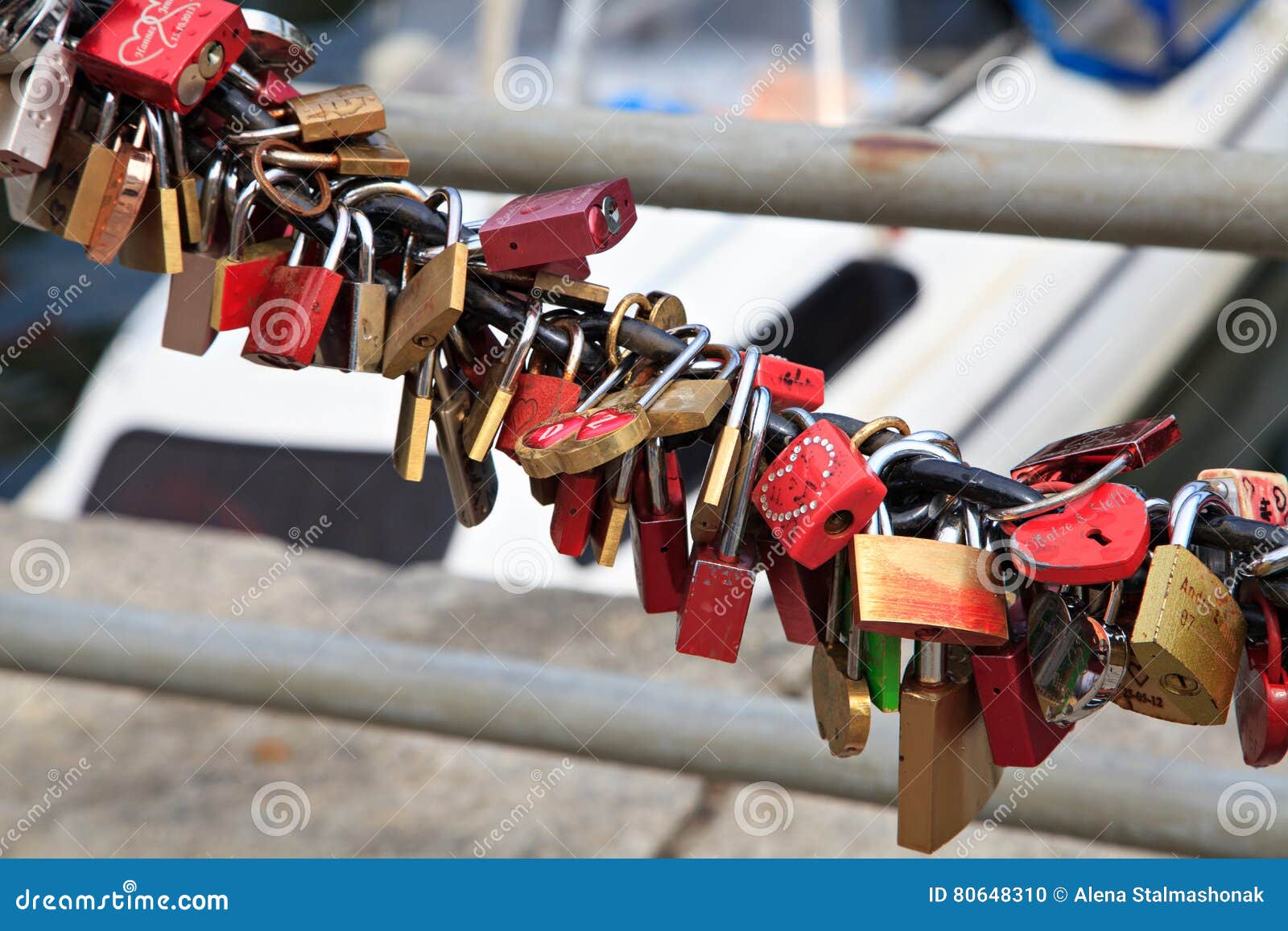Love Locks on the Bridge Railing Stock Photo Image of locked, promise