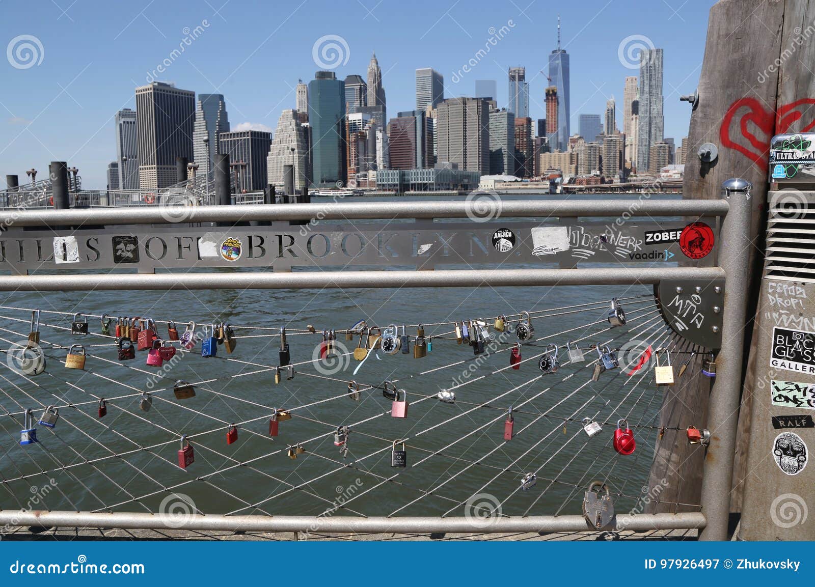Love Locks at the Brooklyn Bridge Park in New York Editorial
