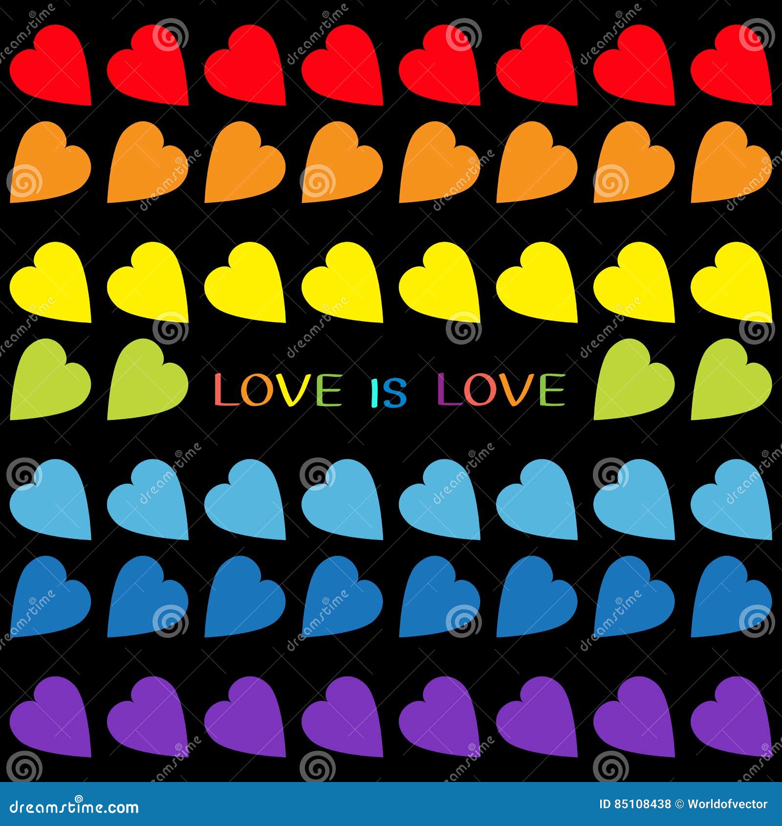 Download Love Is Love Rainbow Text. Rainbow Heart Set. Seamless ...