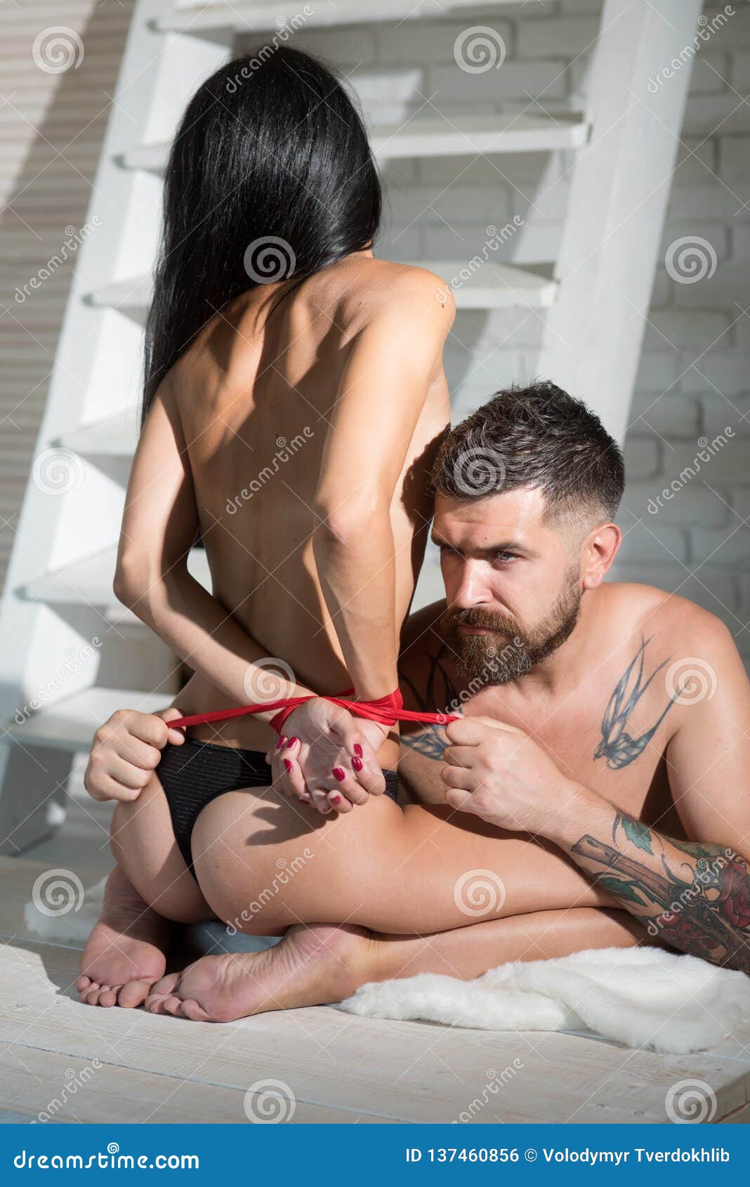 Erotic Couples Bdsm - Love, Man and Woman with Tied Hand. Stock Photo - Image of brutal, family:  137460856