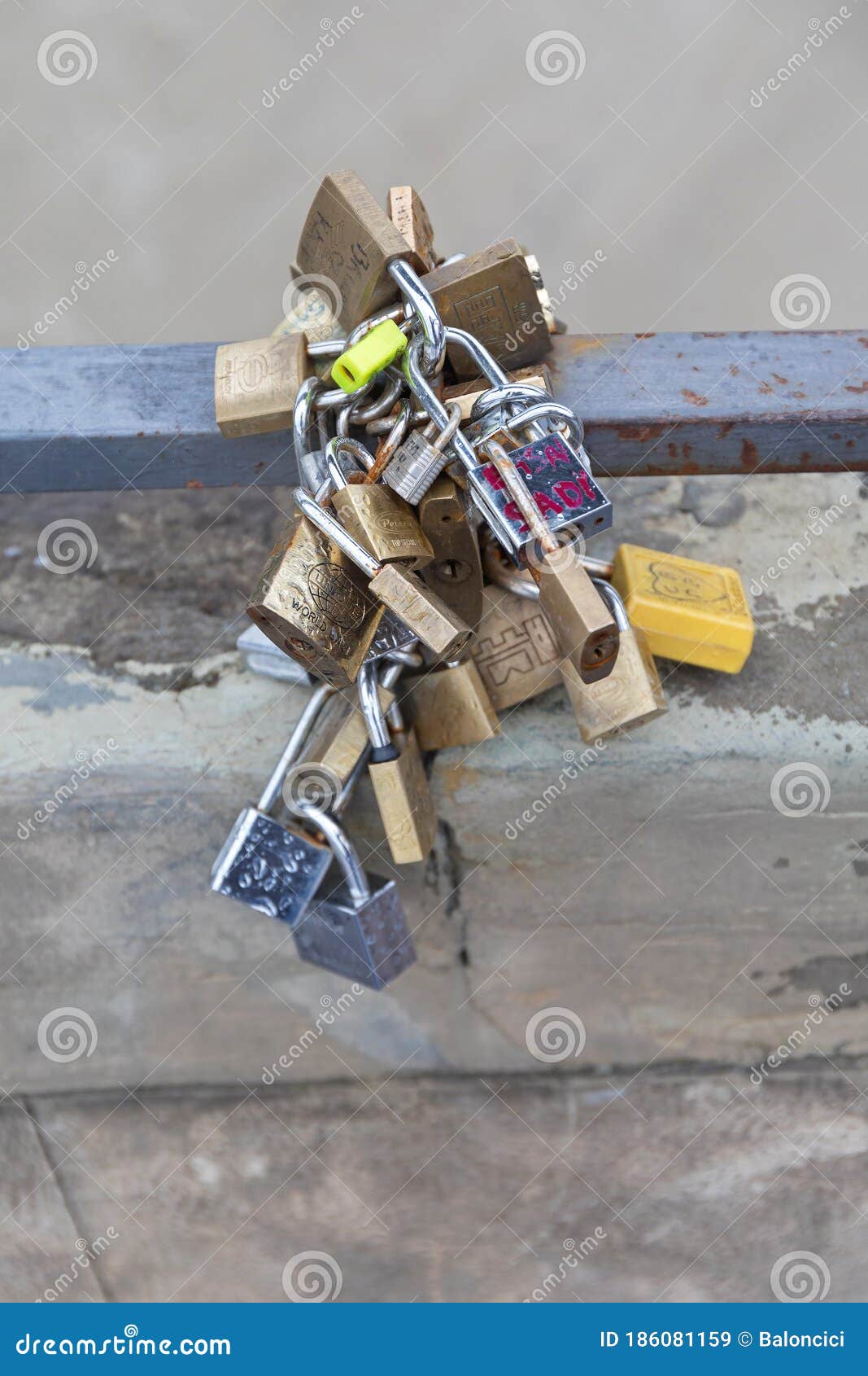 Love Padlocks Bridge editorial stock image. Image of bunch 186081159