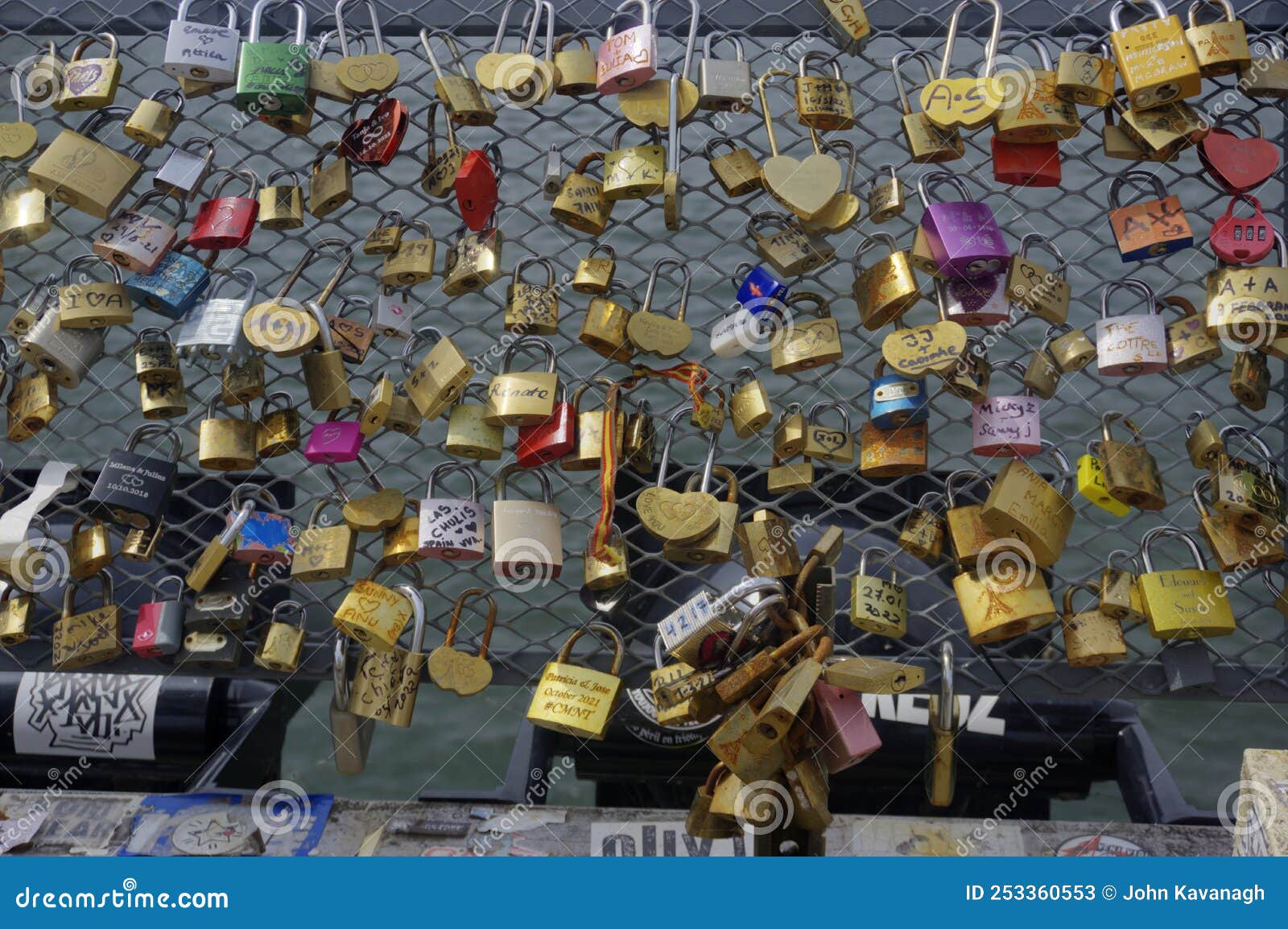 Love Padlocks Paris France editorial stock photo. Image of together