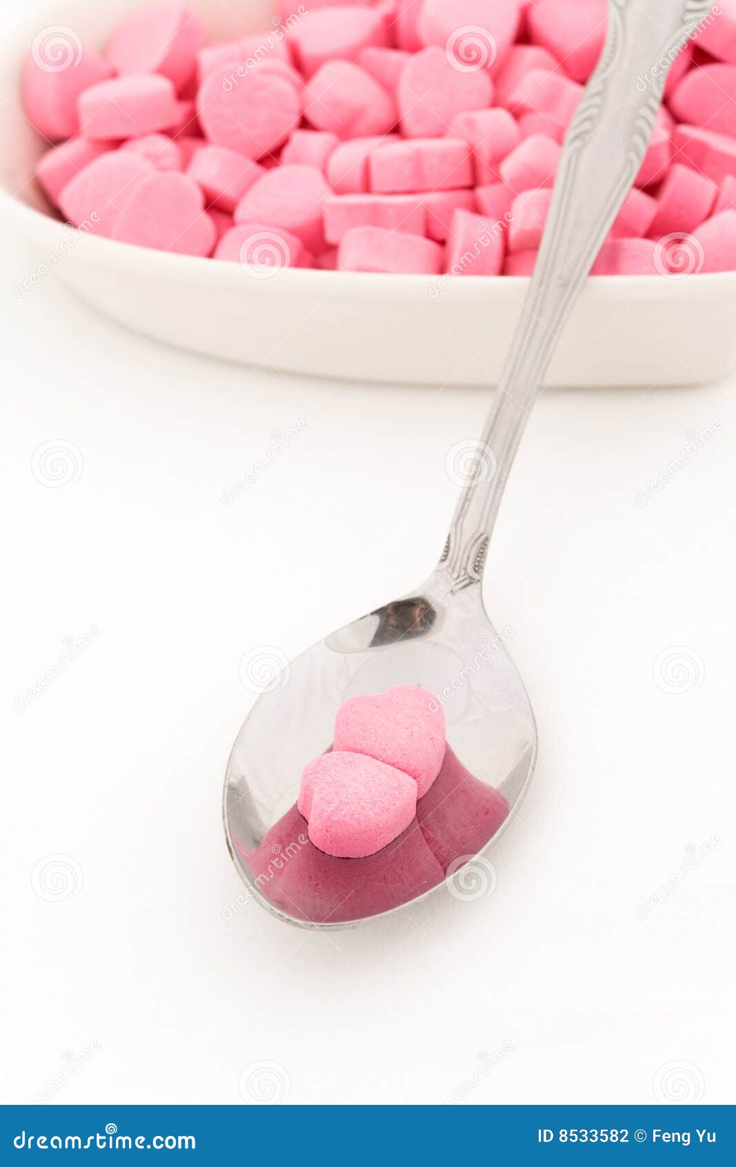 Pink Heart Shape Candy, Concept of Love Pill