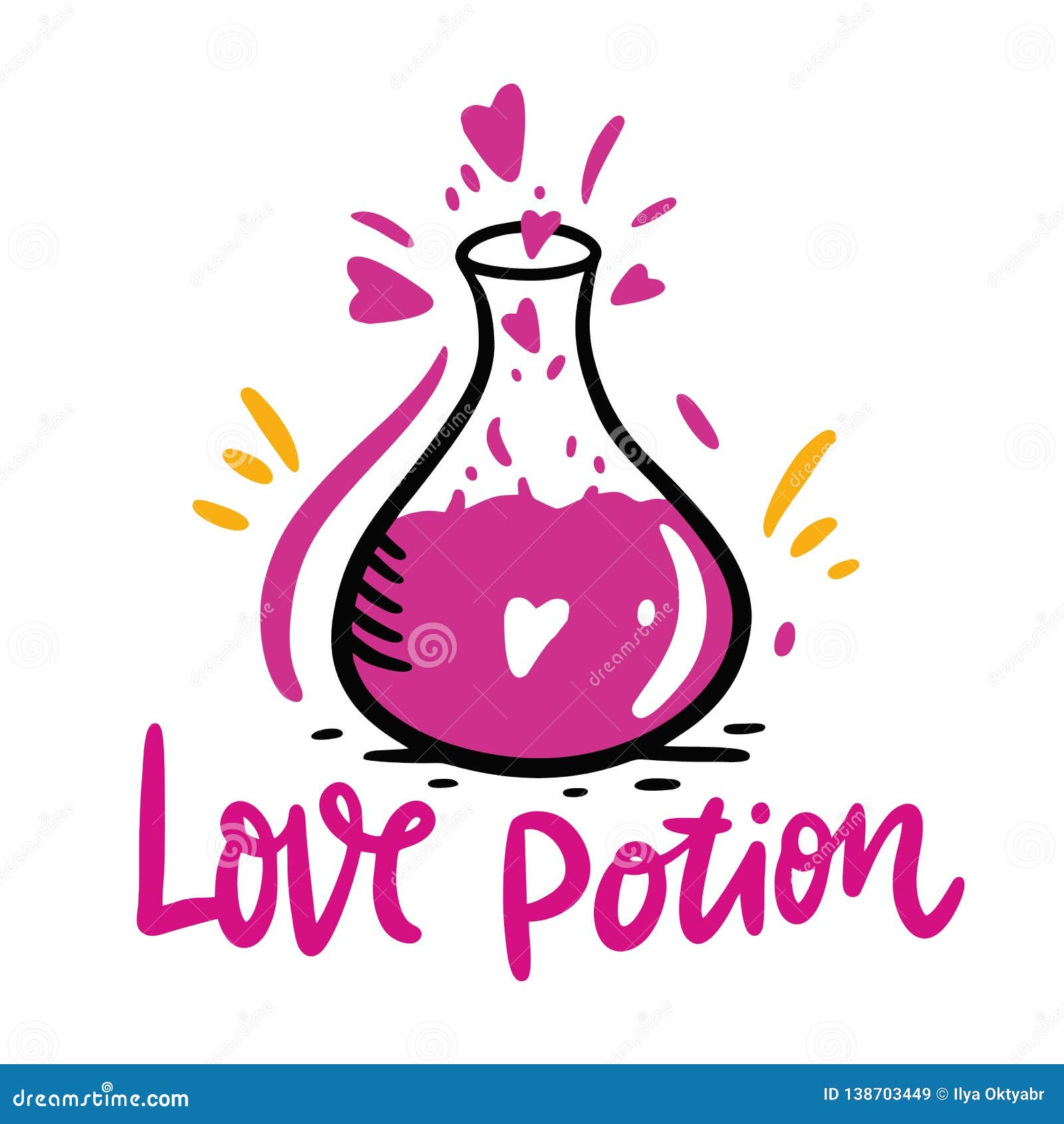 Download Love Potion And Flask Of Love Drink. Hand Drawn Vector Illustration And Lettering. Cartoon Style ...