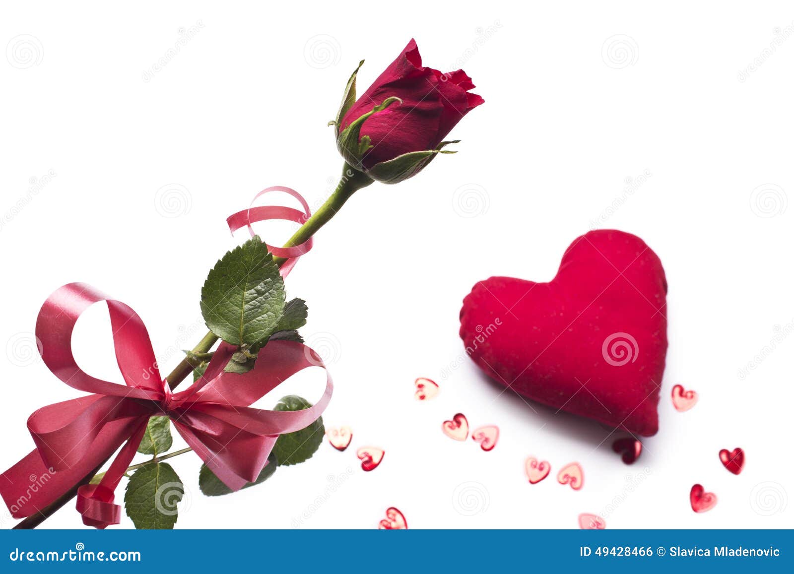 love red rose heart white background 49428466