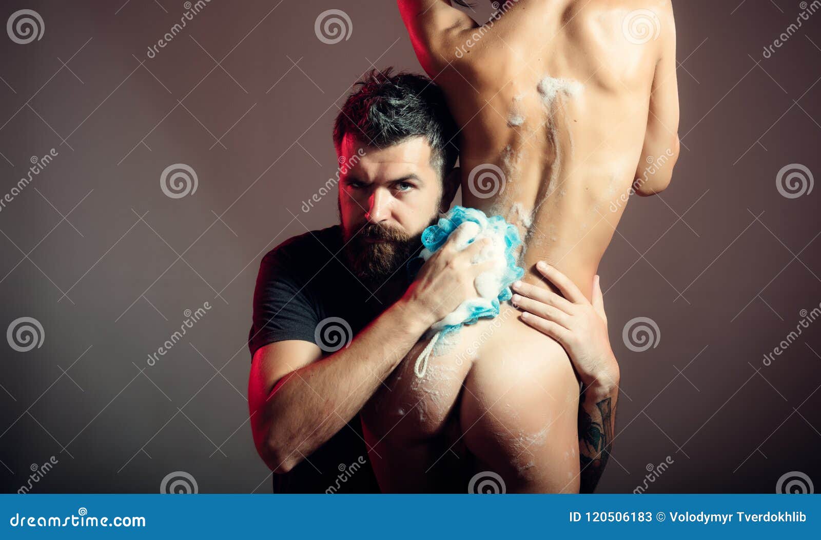 Love Relations of Couple in Bath with Foam image