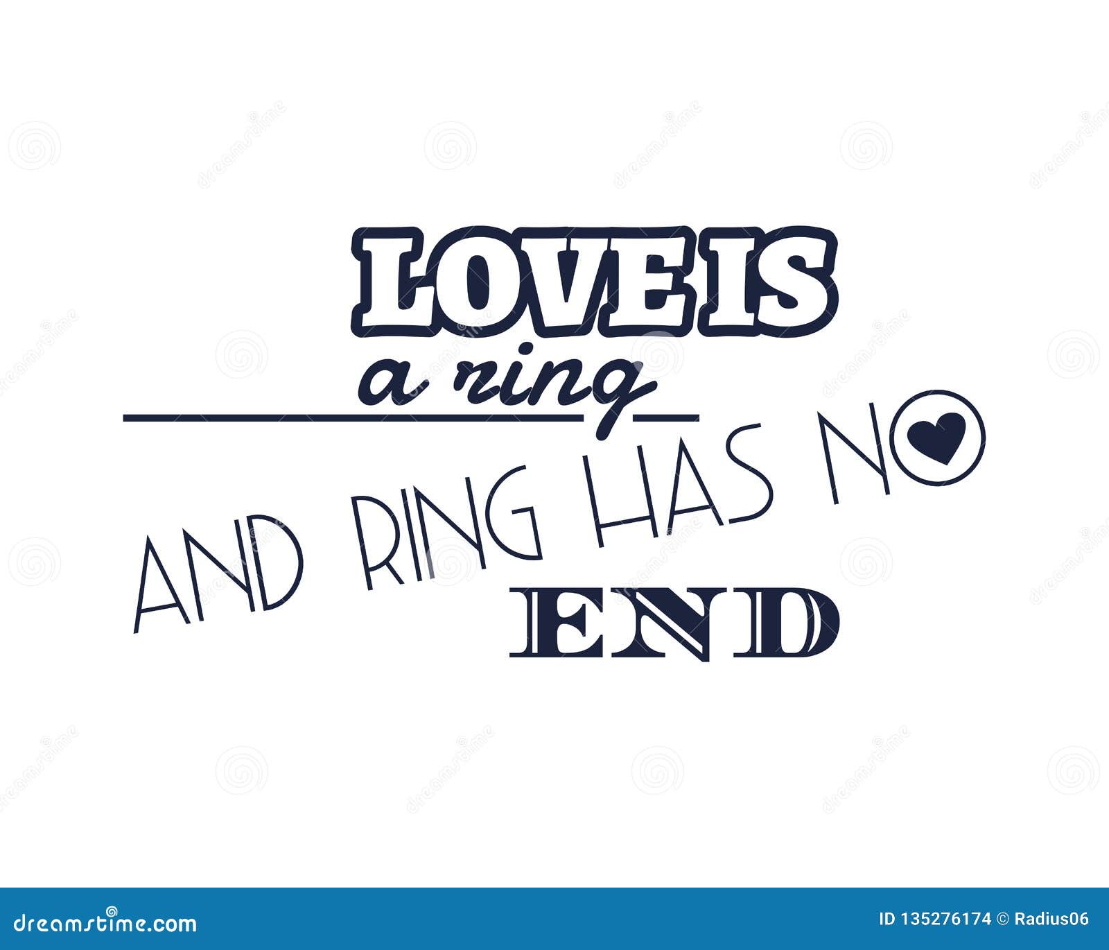 Love is Ring and the Rings Has No End Text Stock Vector - Illustration