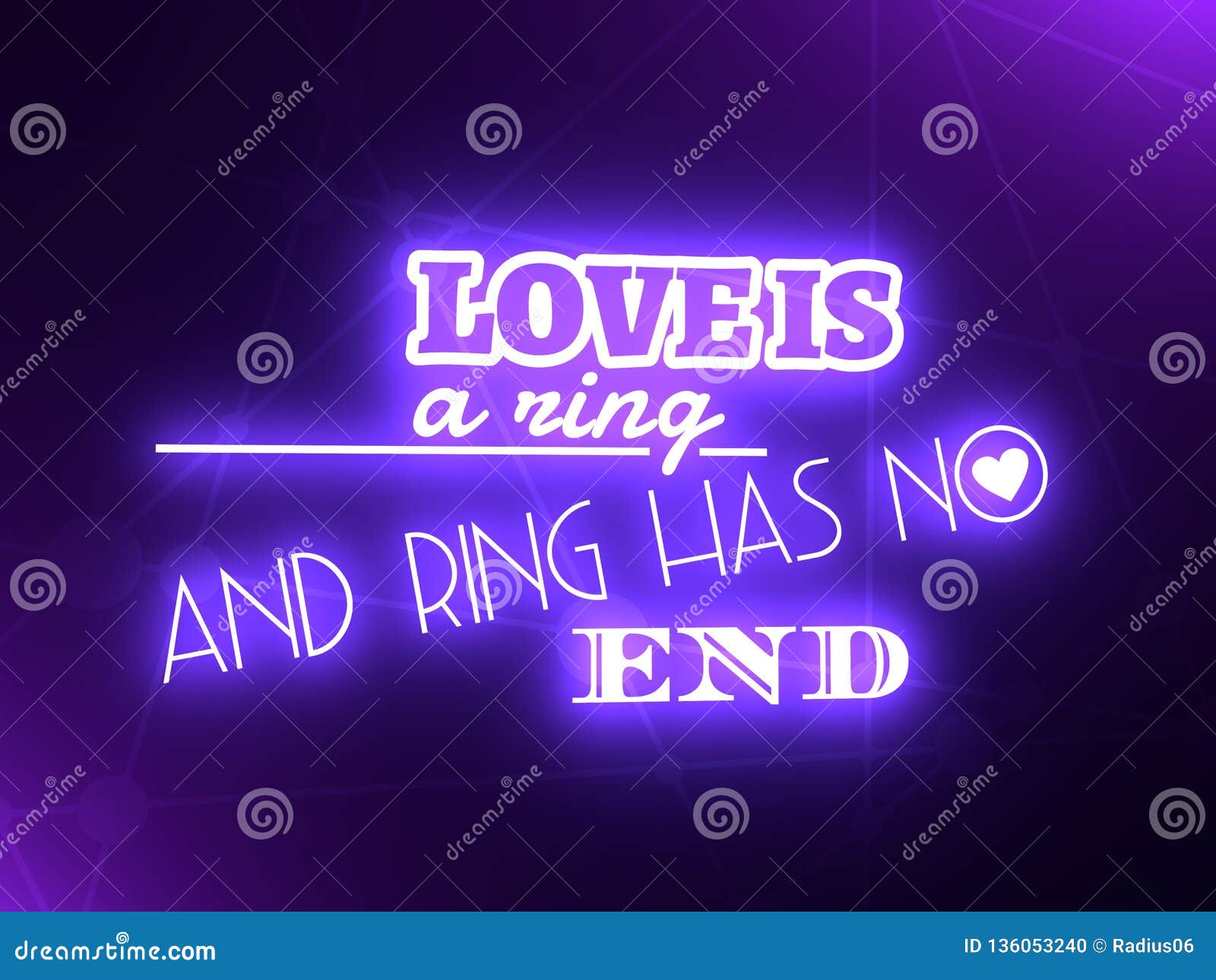Love is Ring and the Rings Has No End Text Stock Illustration