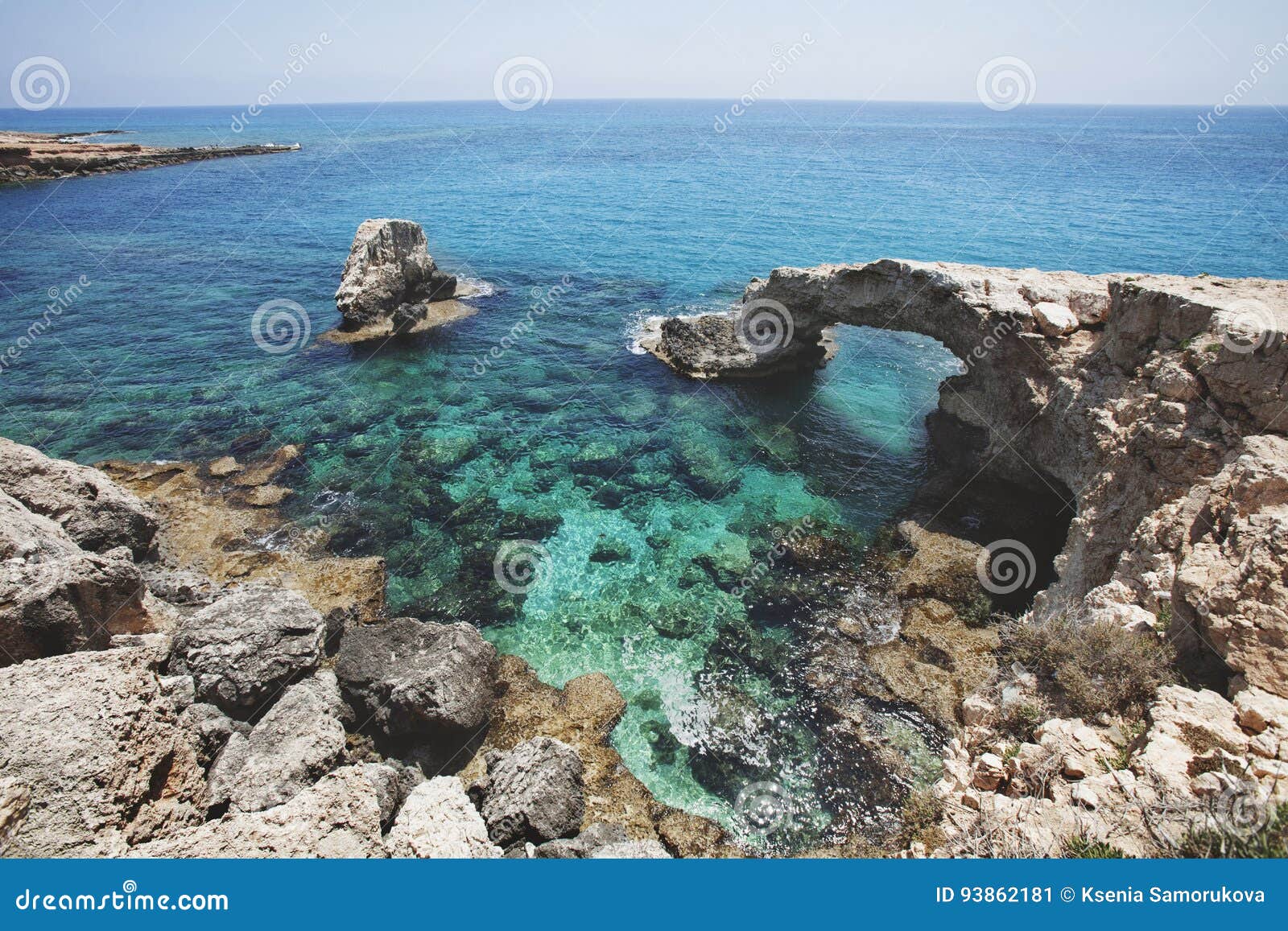 love rock bridge. cavo greco cape. cyprus. mediterranean sea lan