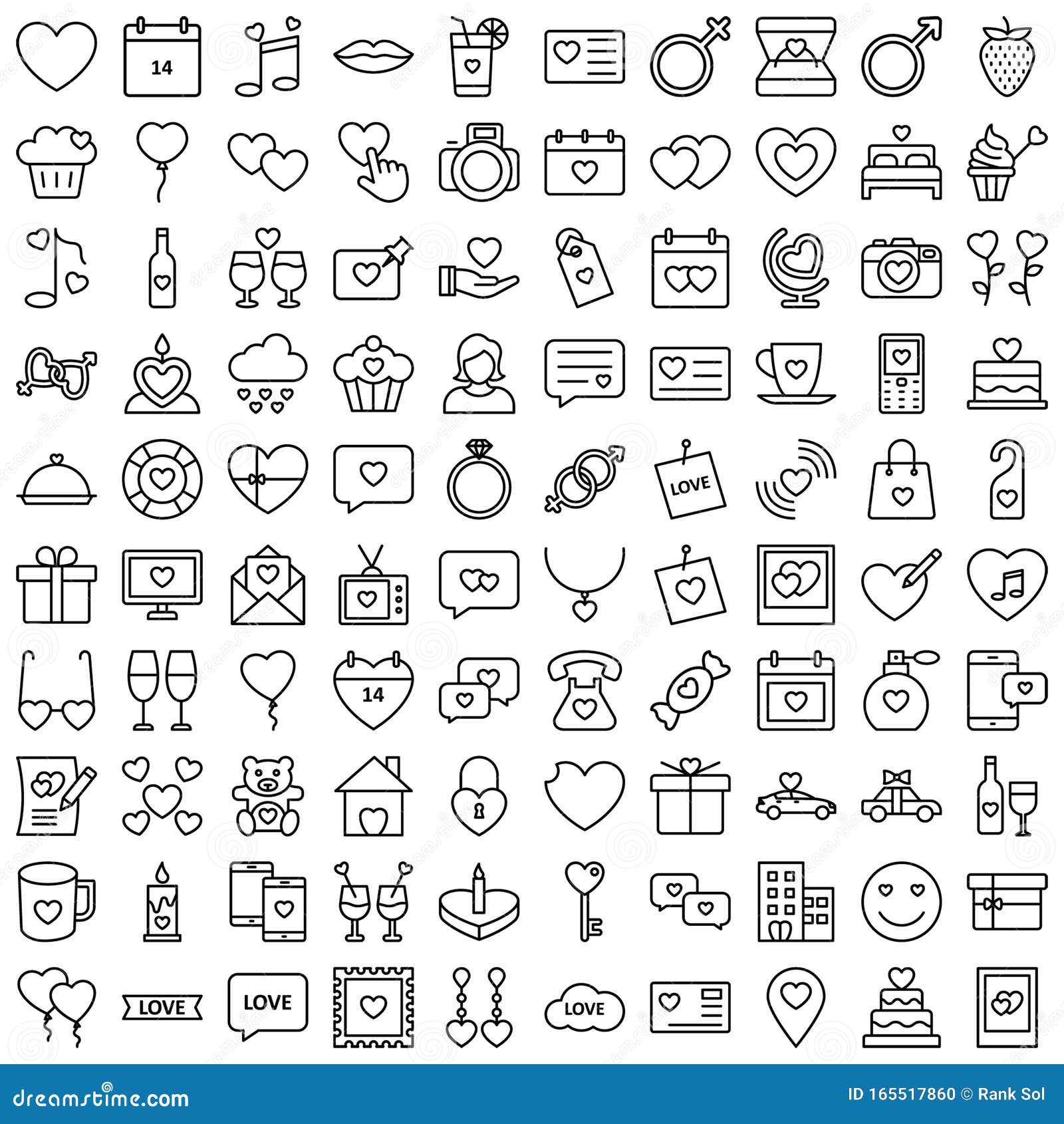 Love and Romance Vector Icons Set Which Can Easily Modify or Edit Stock ...