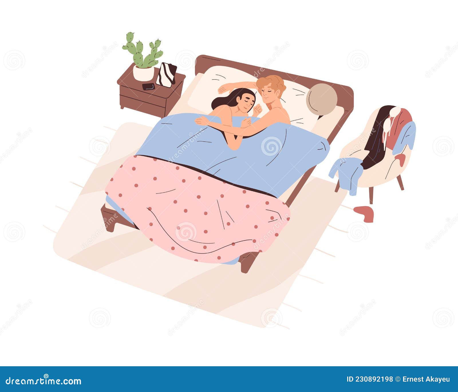 Love Romantic Couple Sleeping Under Blanket in Bed Together image
