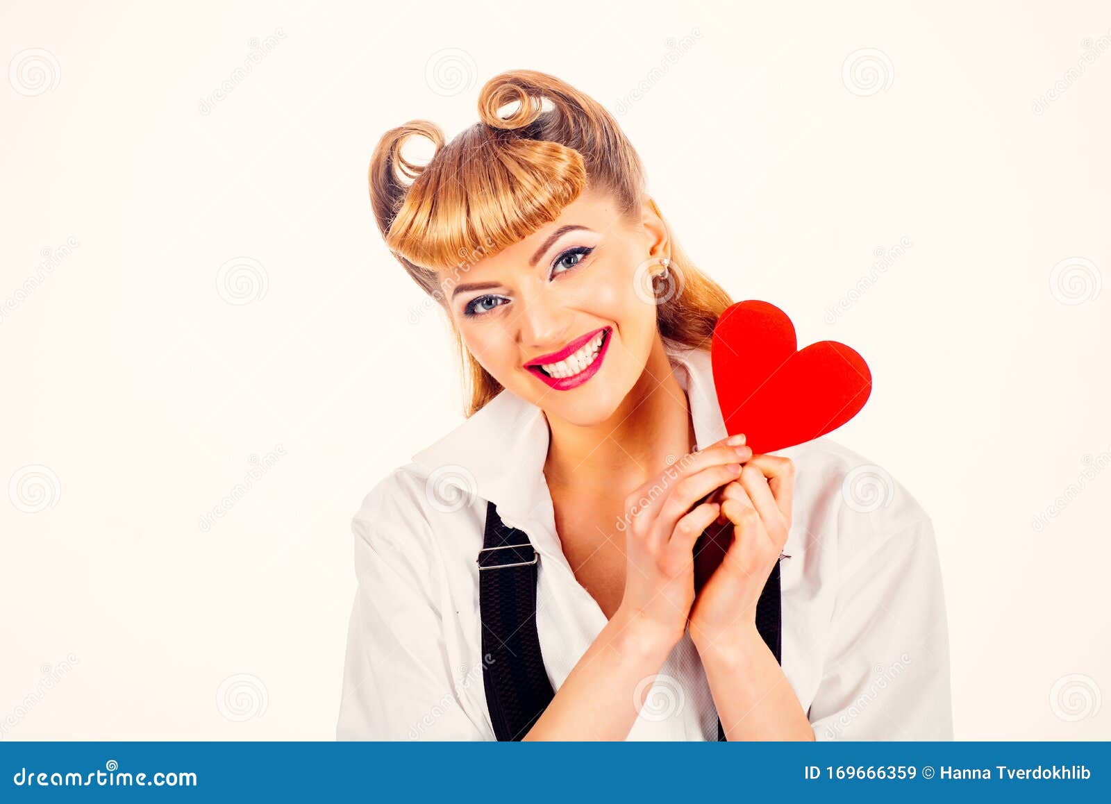 Love. Romantic Girl Holds a Heart in Her Hands. Woman in Love. Stock