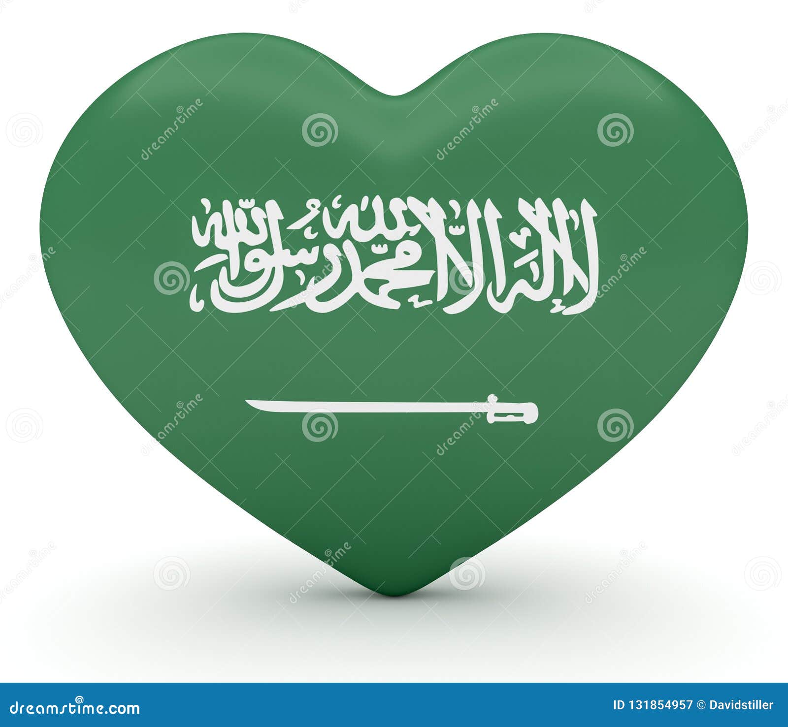 Saudi Arabian Flag Heart, 3d Illustration Stock Illustration ...