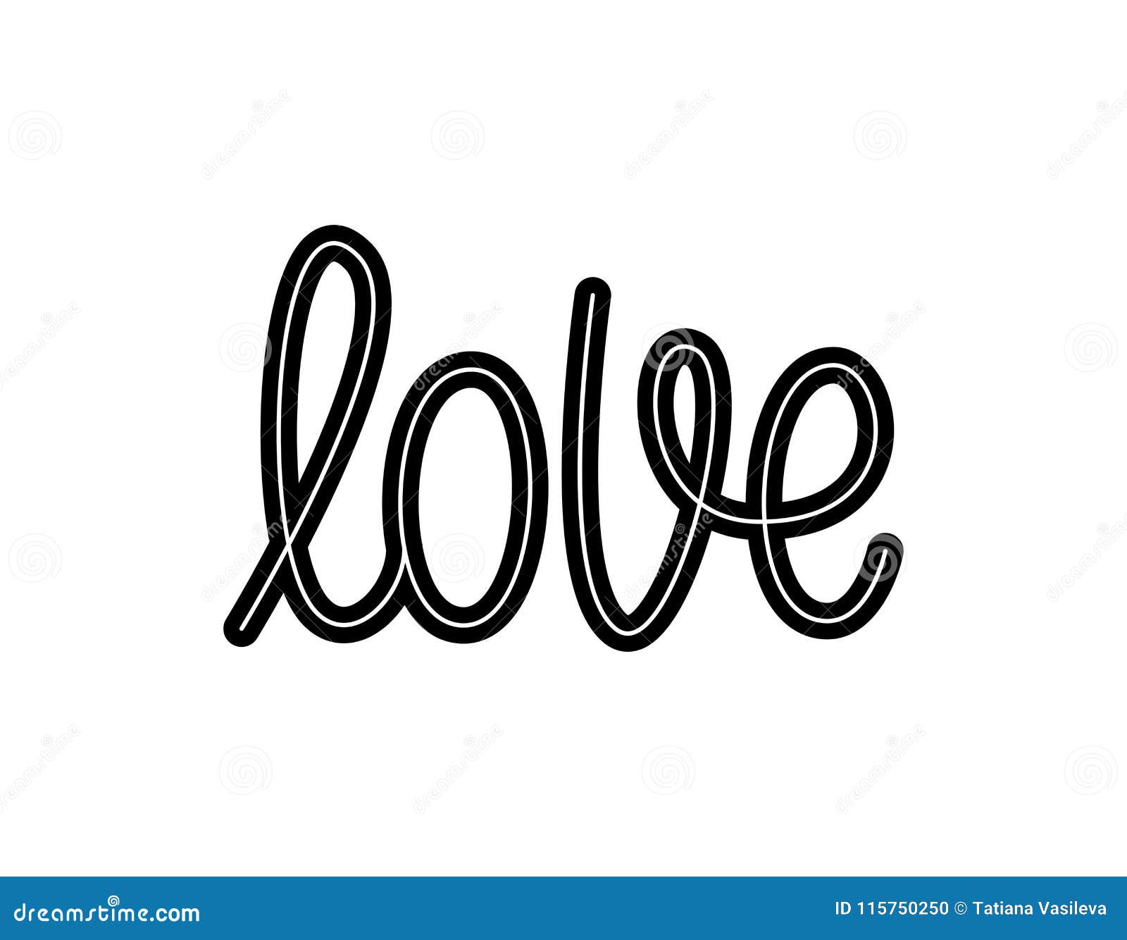 love single word modern monoline calligraphy text element for happy valentines day black and white words