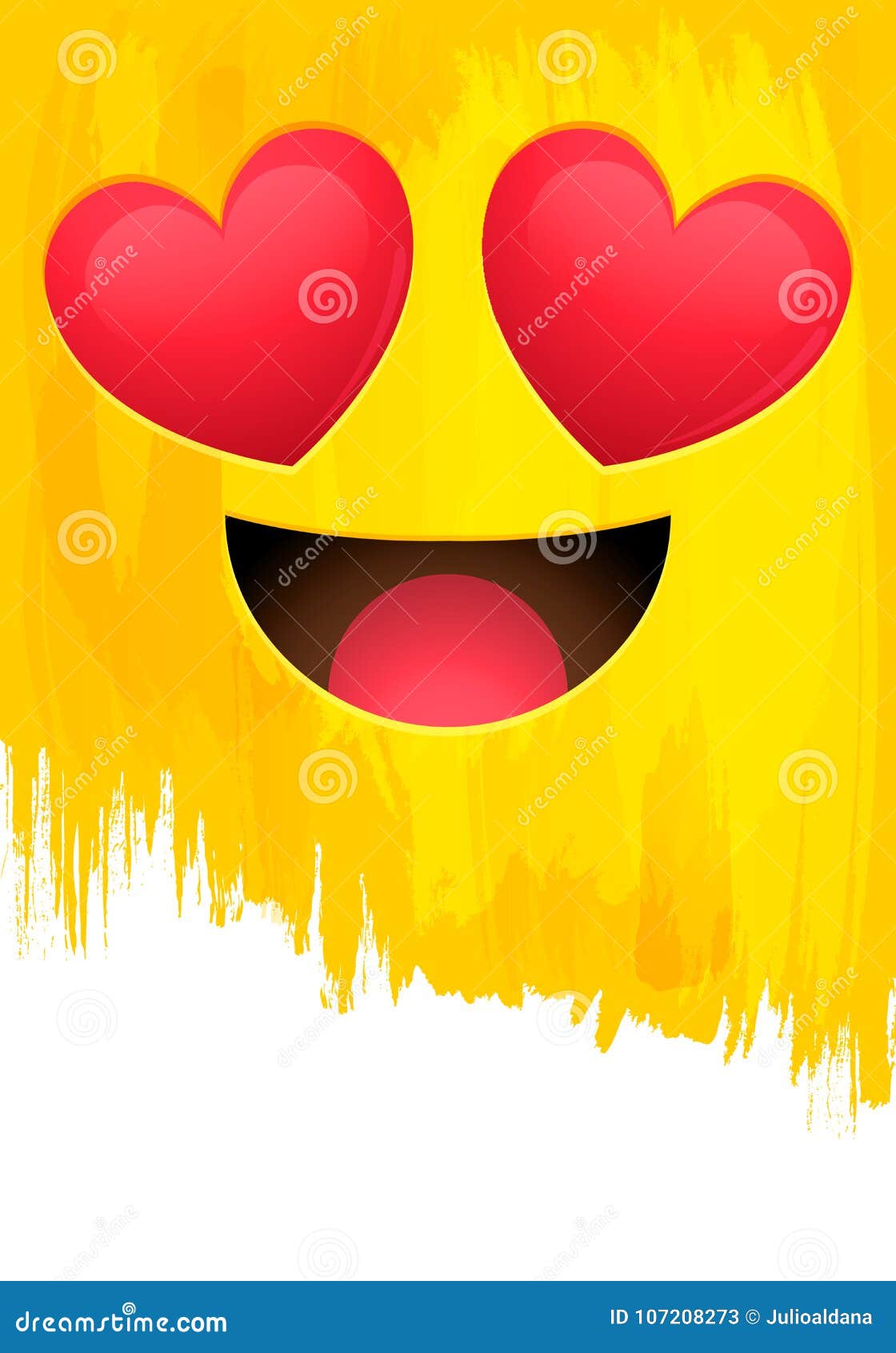 In Love Smiley Face on Yellow Paint Wall Stock Vector ...