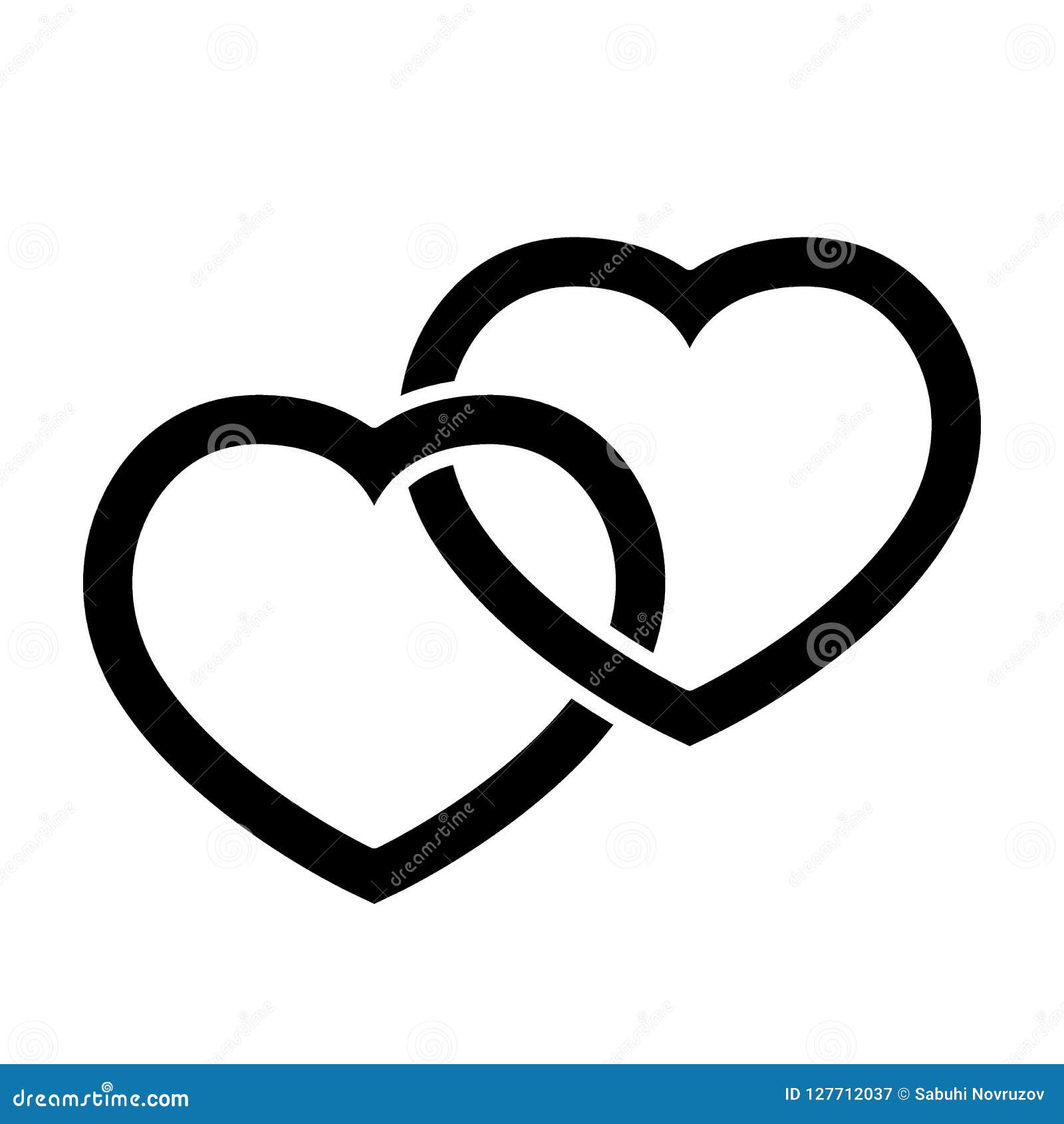 Download Love Solid Icon. Connected Hearts Vector Illustration Isolated On White. Wedding Glyph Style ...