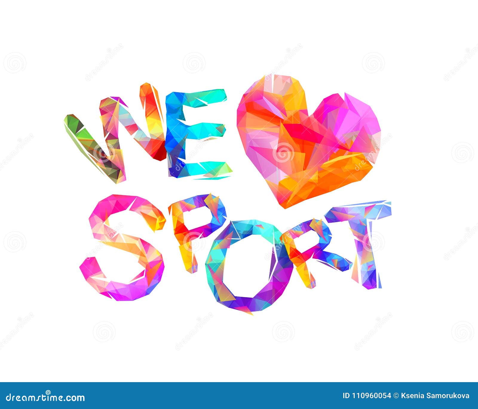 We Love Sport. Triangular Letters Stock Vector Illustration of word