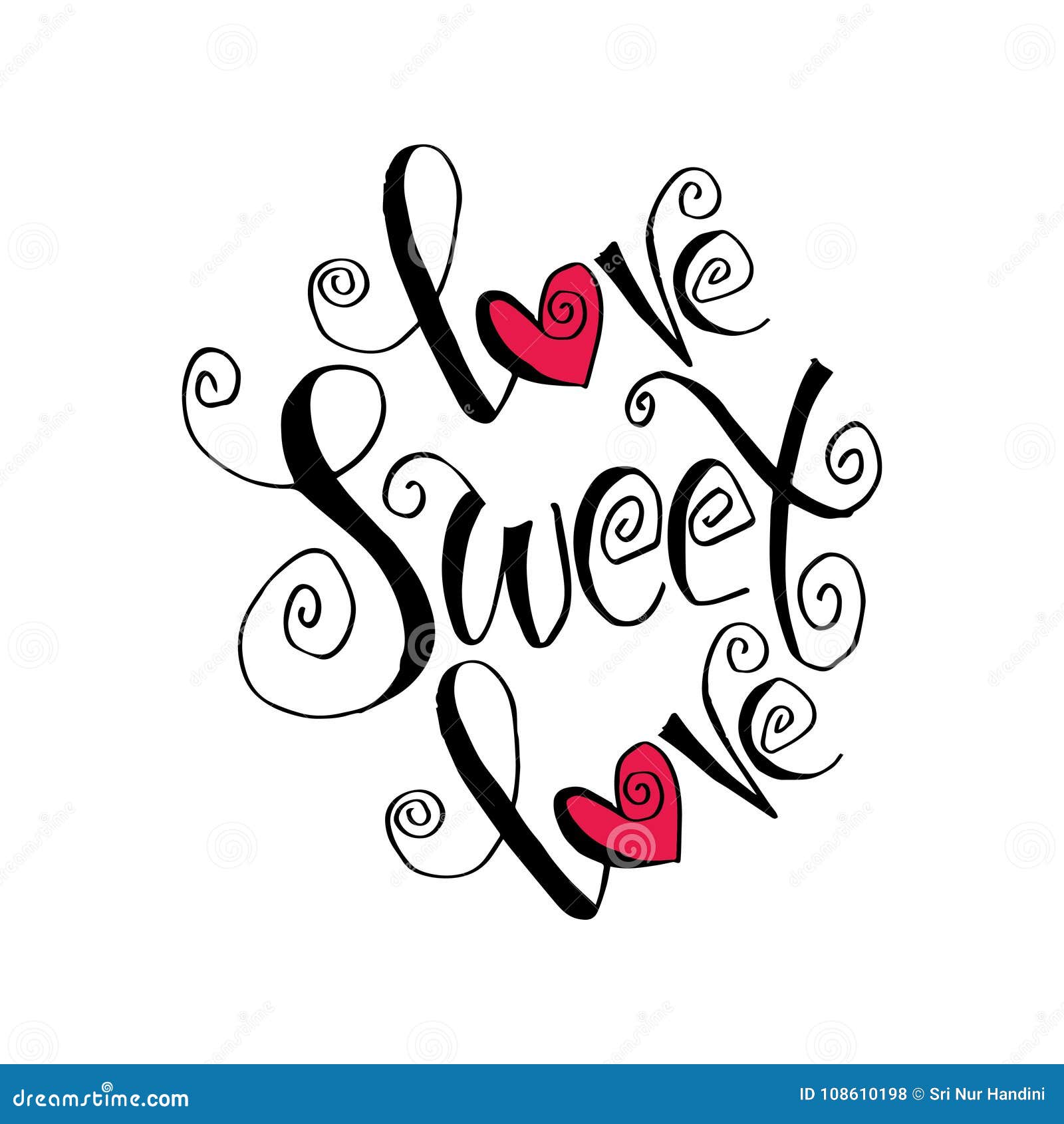 Love Sweet Love Hand Lettering Stock Vector - Illustration of ...