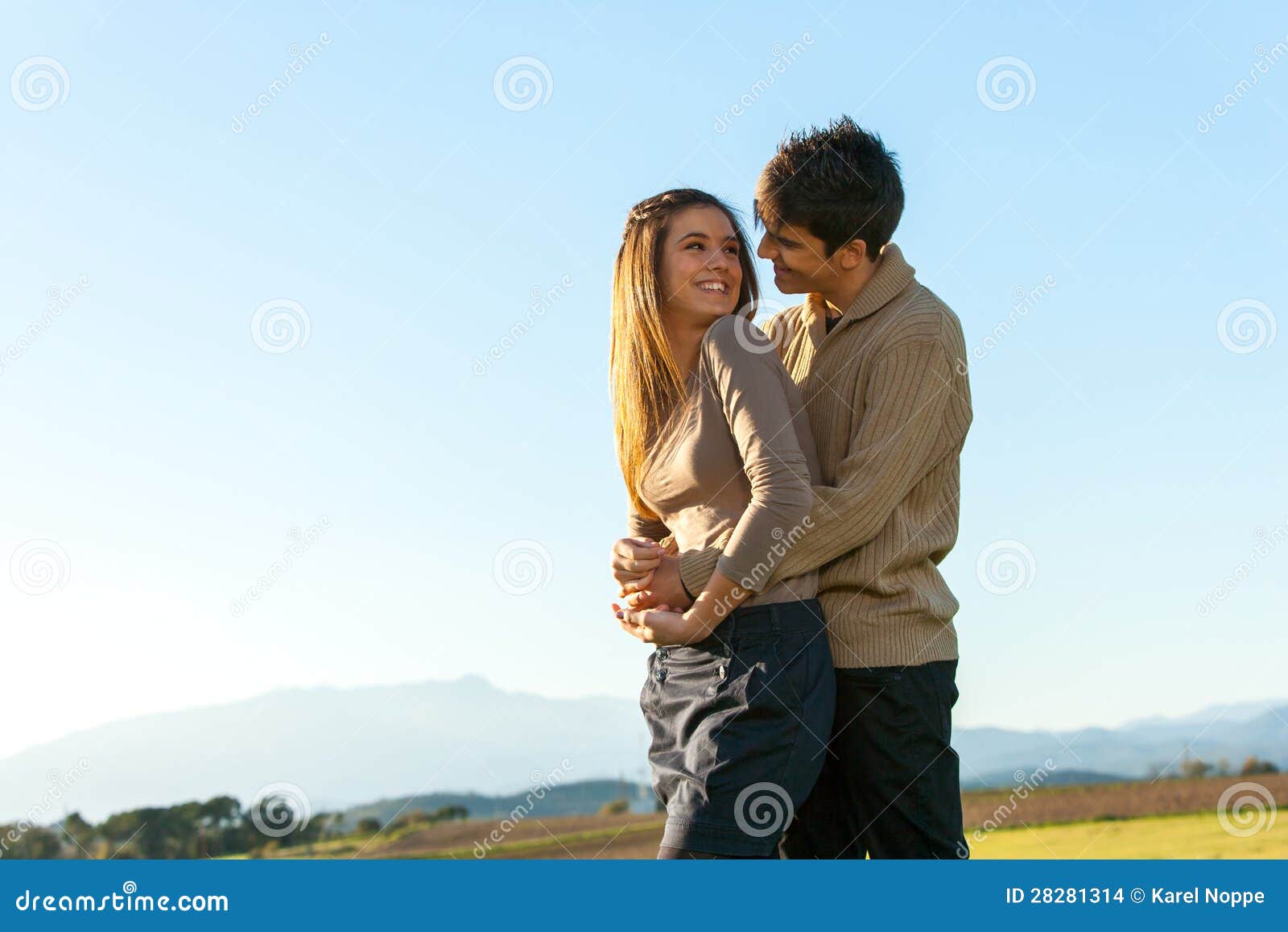In Love Teen Couple Outdoors Stock Photo Im