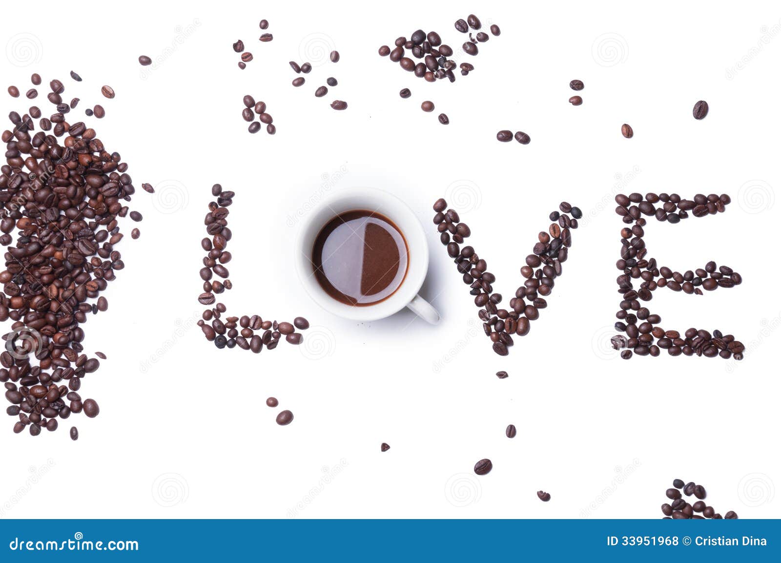 Love Text with Coffee Beans Stock Photo Image of seed, power 33951968