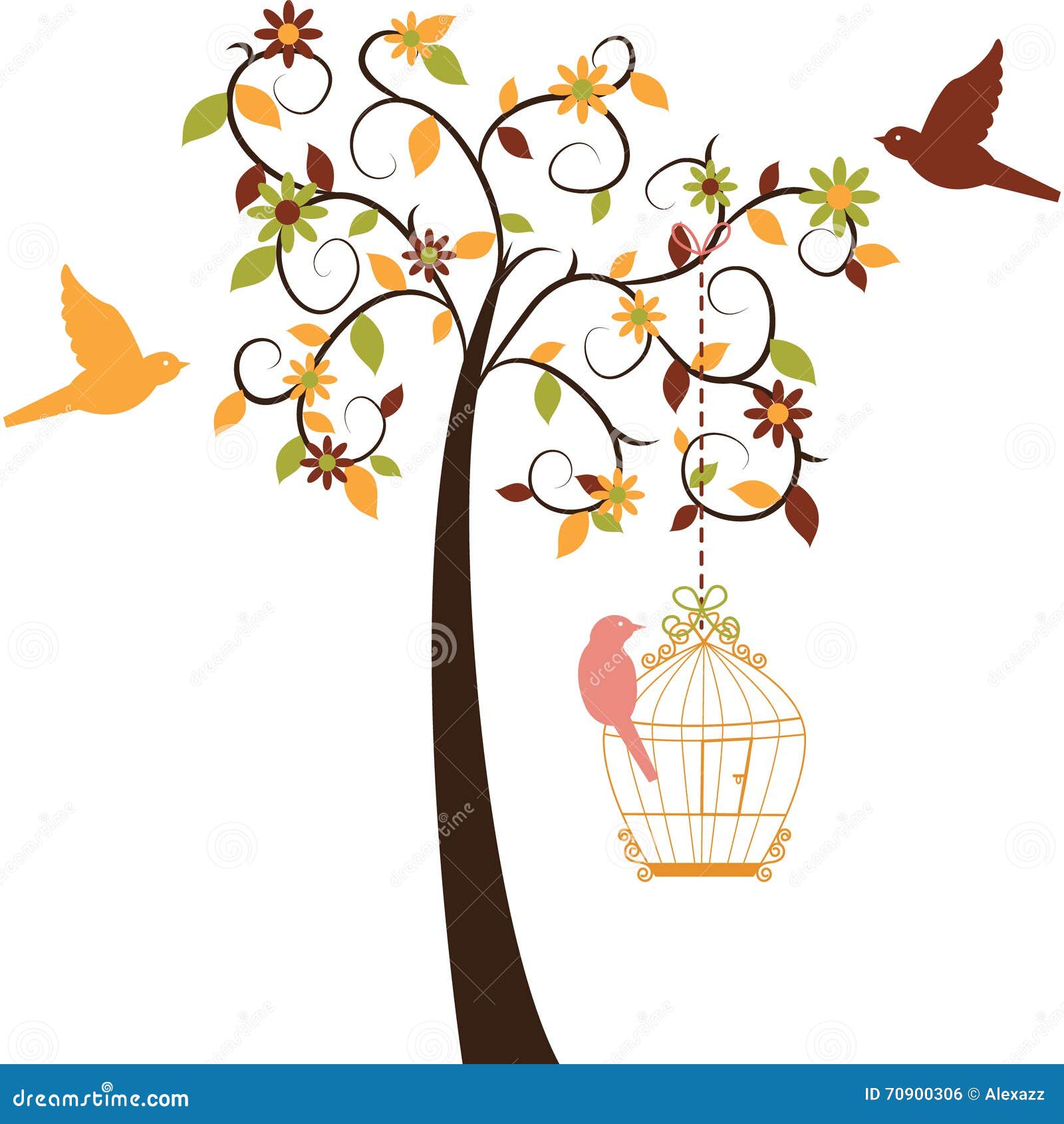 Love Tree and Birds set stock vector. Illustration of love 70900306