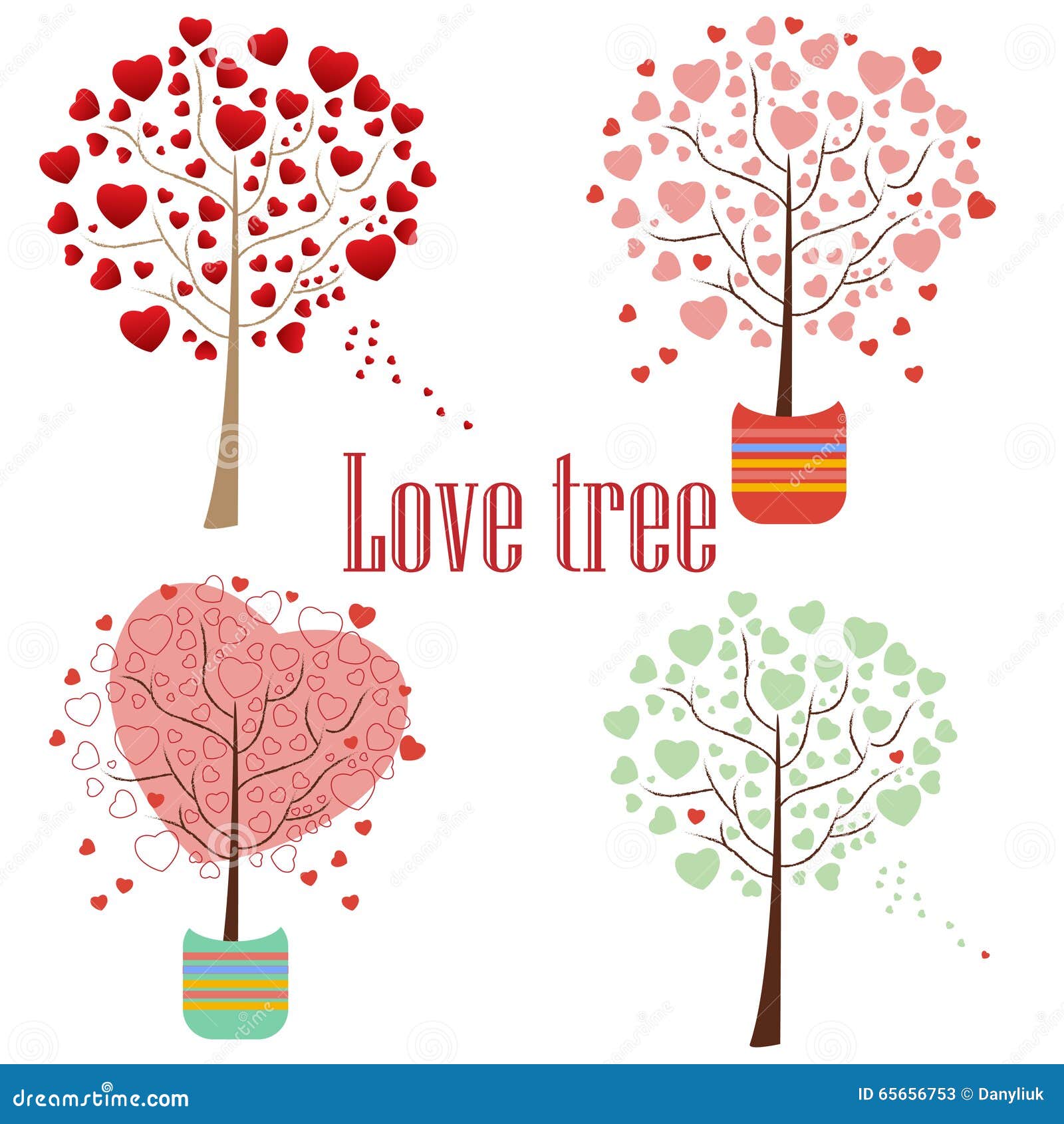 Download Love Tree With Heart Leaves Stock Vector - Illustration of ...