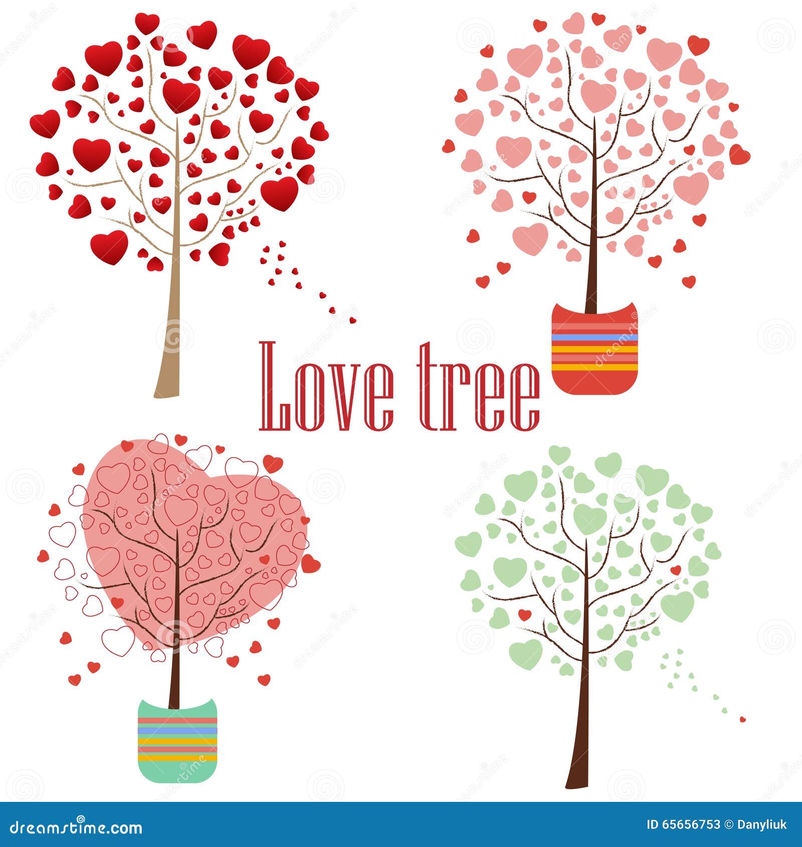 Download Love Tree With Heart Leaves Stock Vector - Illustration of decoration, message: 65656753