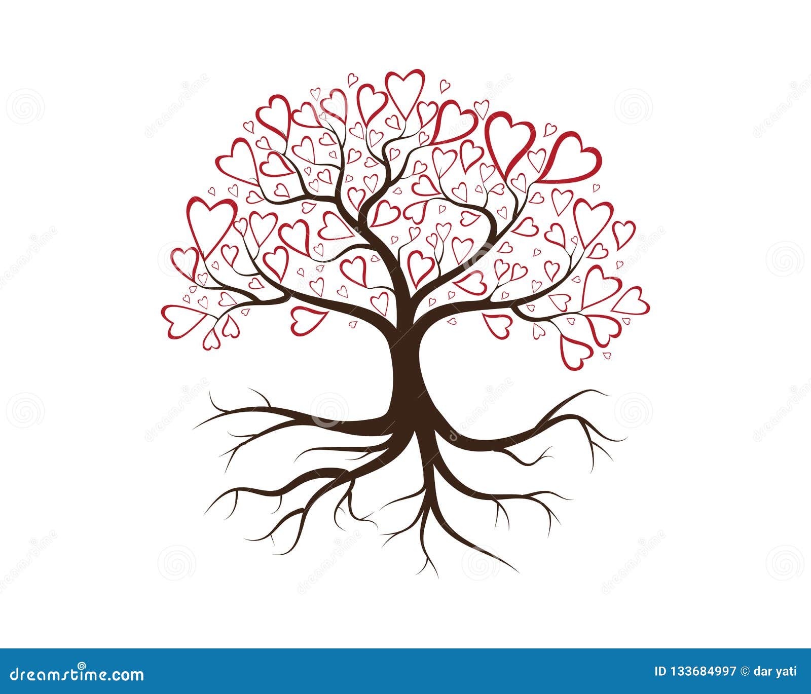 Love Tree with Heart Leaves Vector Stock Vector Illustration of