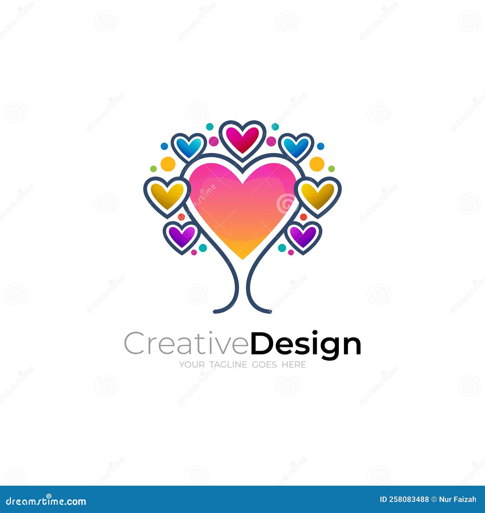 Love and Tree Logo Design Combination, Nature Logos Stock Vector Illustration of line, plant