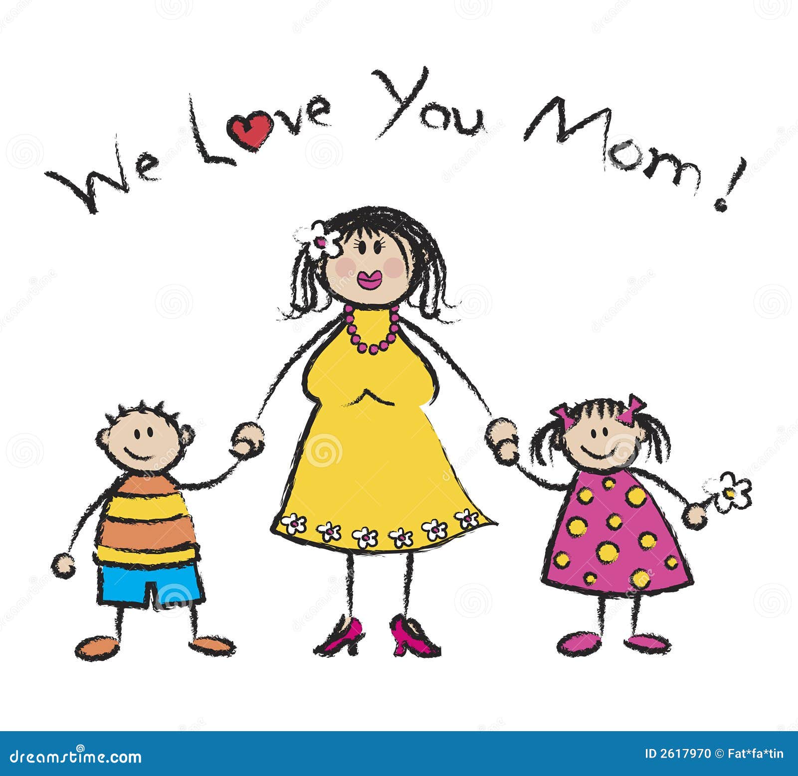 We Love U Mom - Fair Skin Tone Stock Vector - Illustration of ...