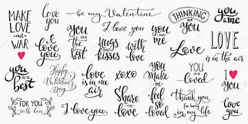 Love Valentines Day Quote Typography Set Stock Vector - Illustration of ...