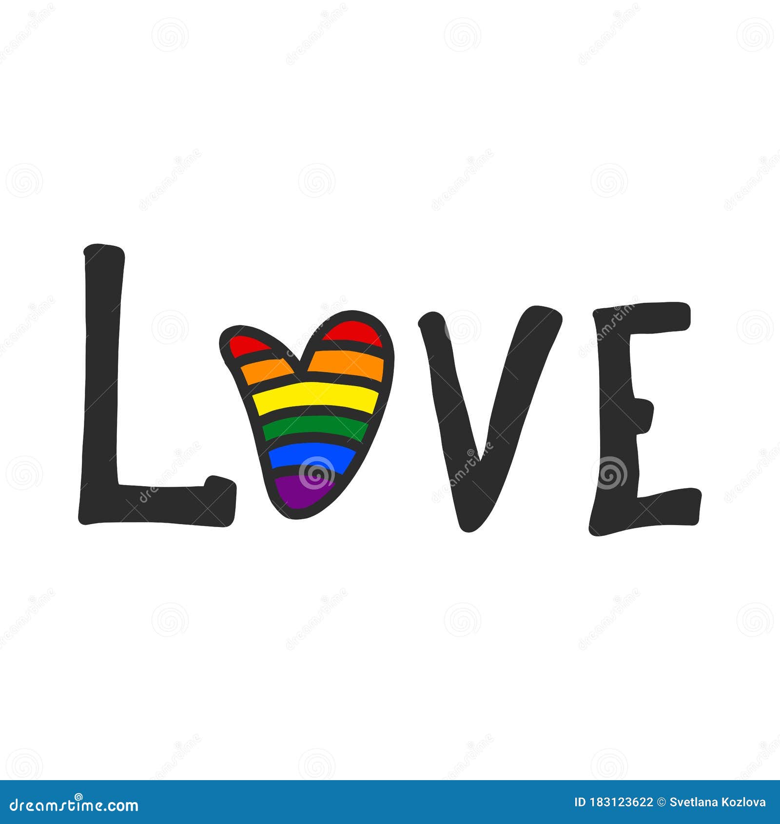 Love Vector Lettering, Rainbow Flag Inside Heart. Gay Pride. LGBT ...