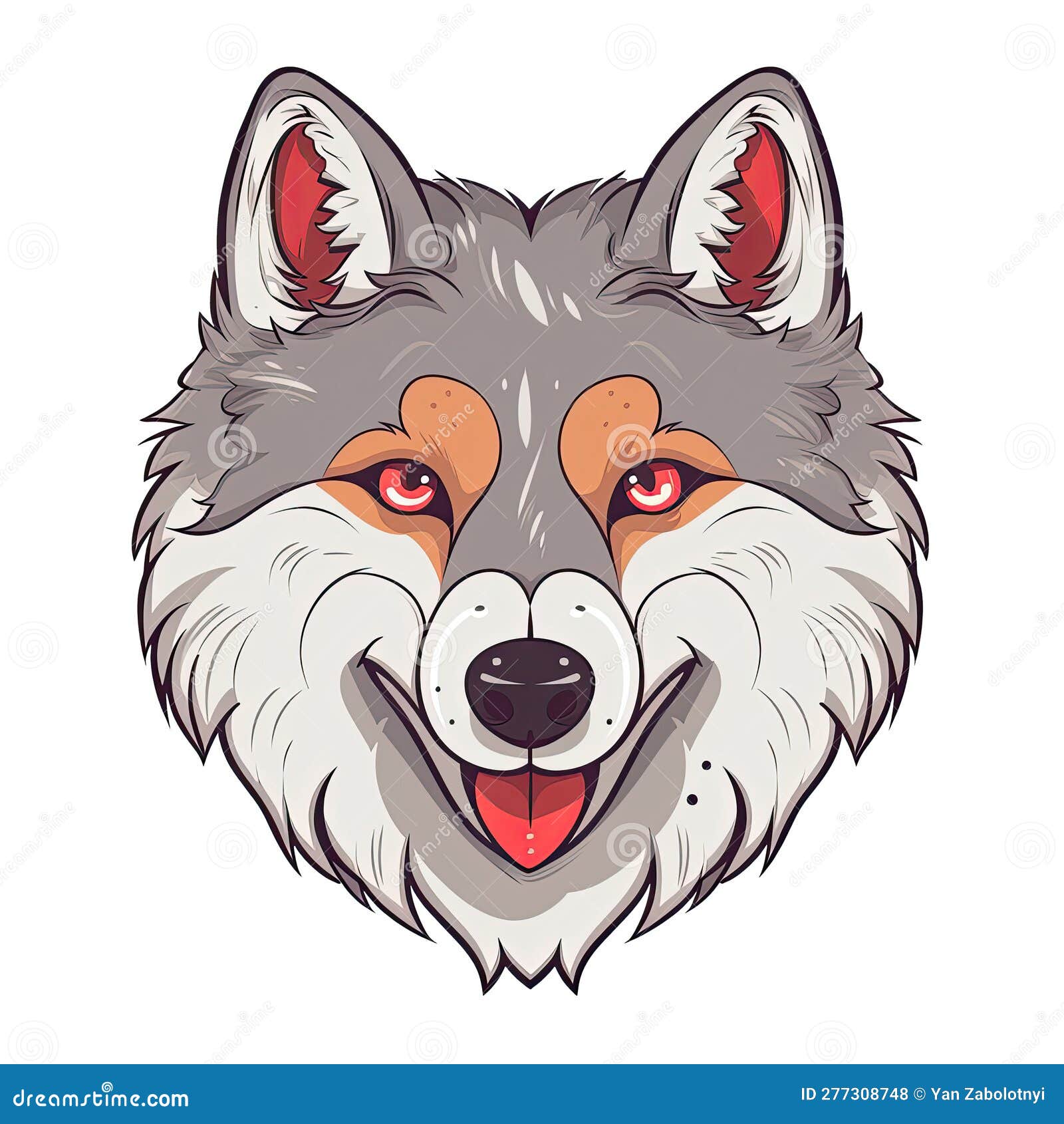 Love Wolf Face Sticker on Isolated Tansparent Background, Png, Logo ...