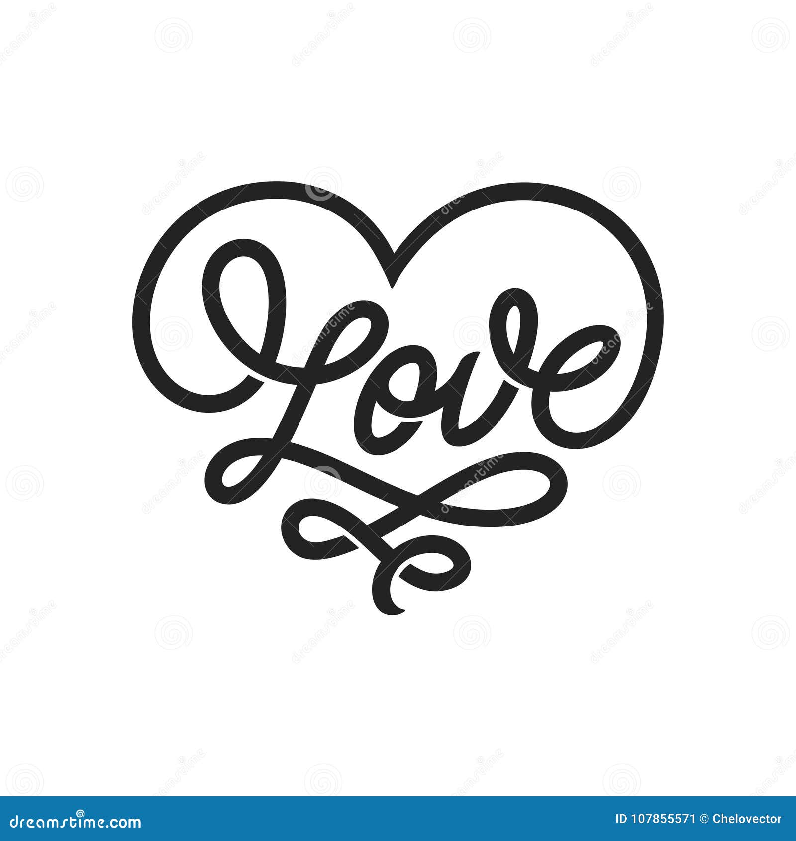 Love Word Lettering in Form of Heart. Vector Vintage Illustration. Stock  Vector - Illustration of calligraphic, date: 107855571