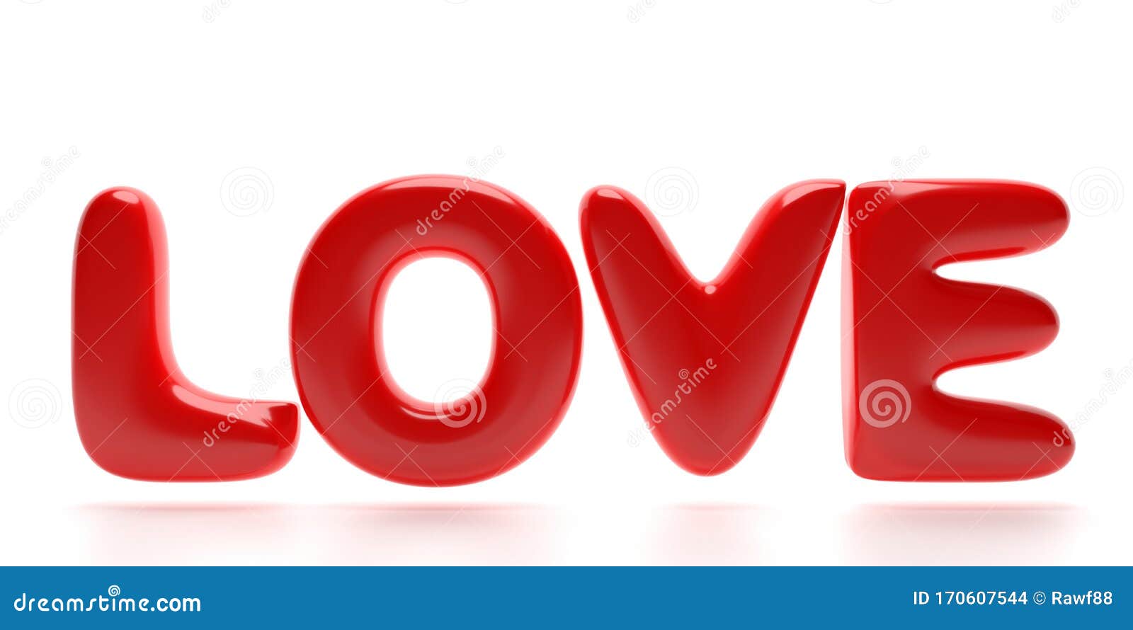 Love Word Balloon Letters Passion Red Color Text Flying On White