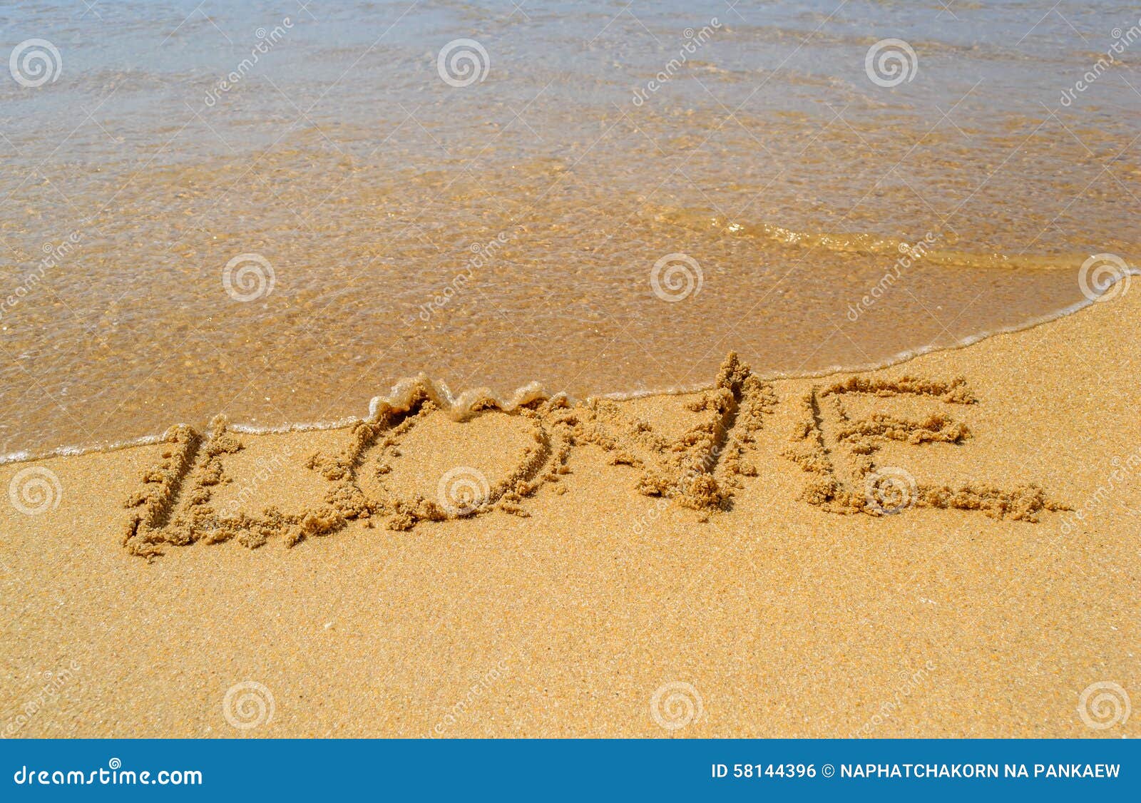 Love Write on the Sand Beach Stock Photo - Image of summer, travel