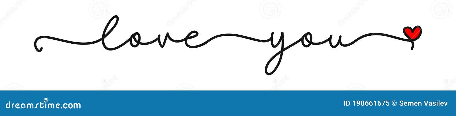 Love You Continuous Line Script Cursive Text Love You Stock Vector Illustration Of Letter Romantic 190661675