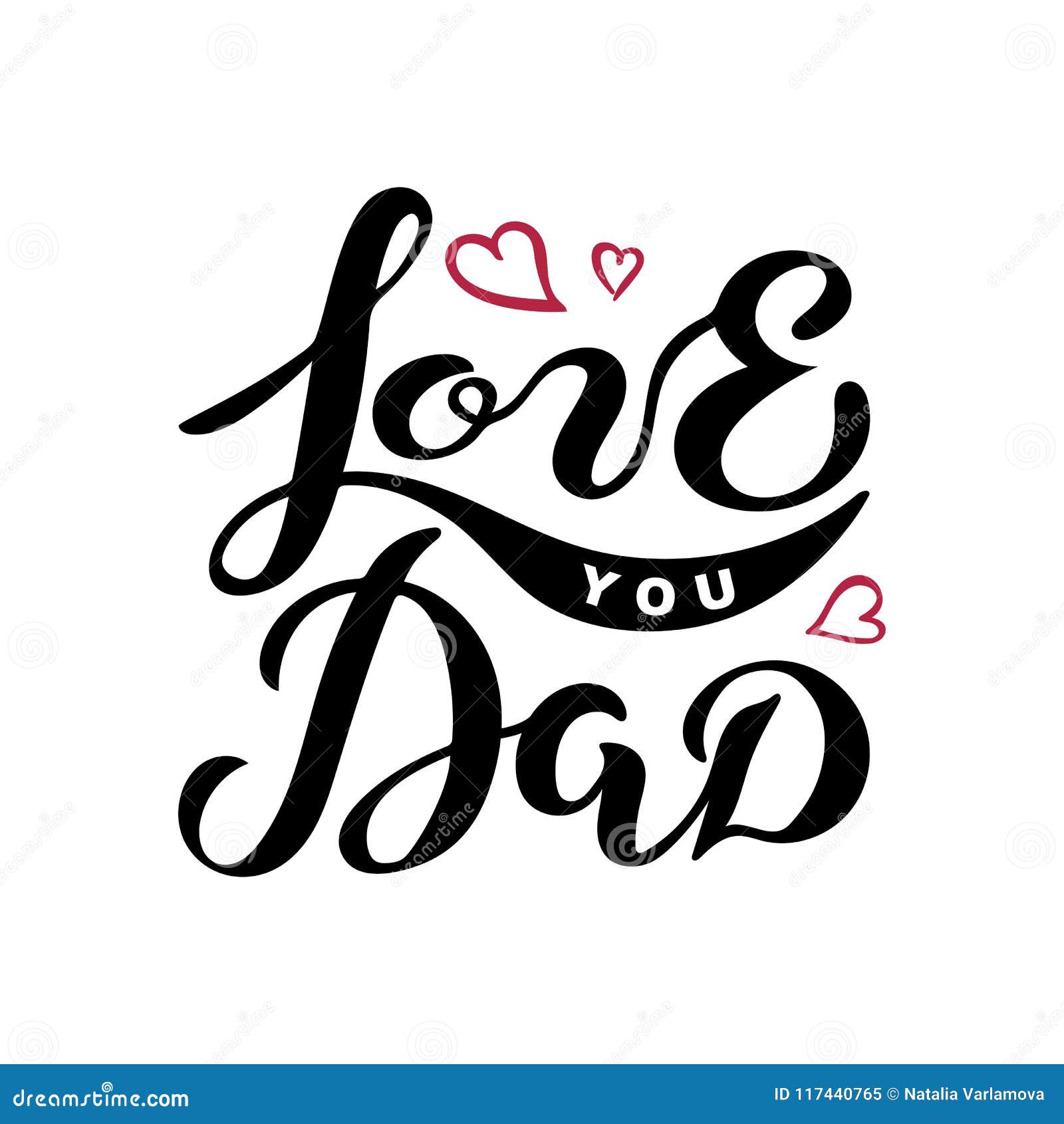 Hand Drawn Lettering Love You Dad Stock Illustration - Illustration of ...