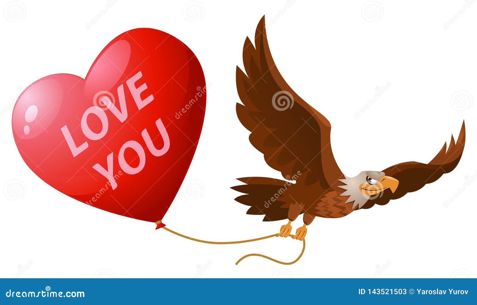 Любовь игл. Изображение три орла держат шар. Орел показывает сердечко cartoon.