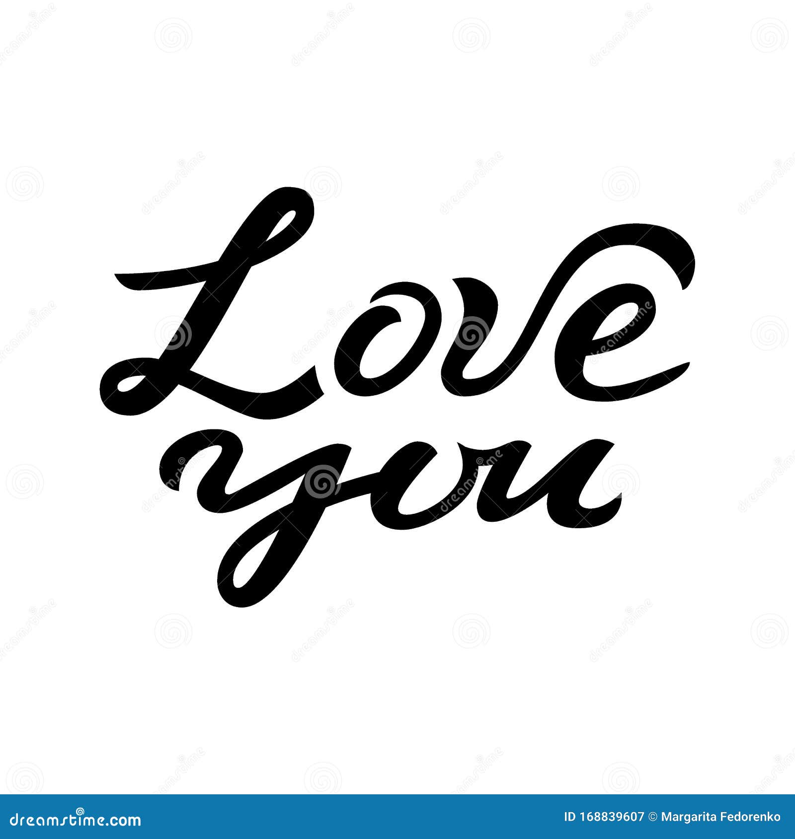 Love You - Hand Drawn Typography Lettering Vector Greeting Card ...