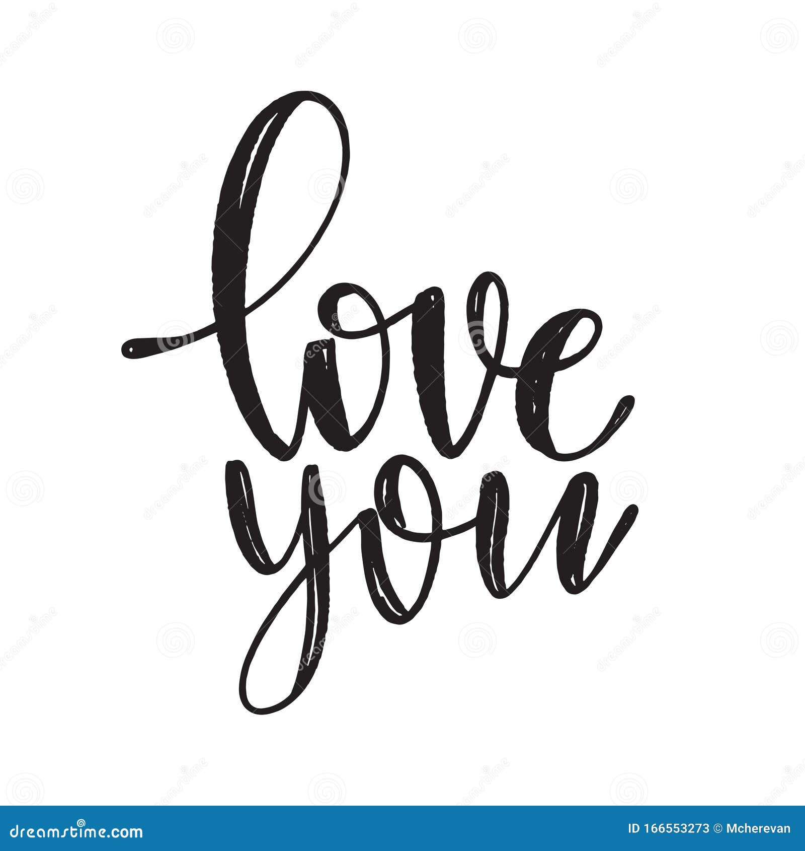 Love You Hand Written Lettering Romantic Calligraphy Stock