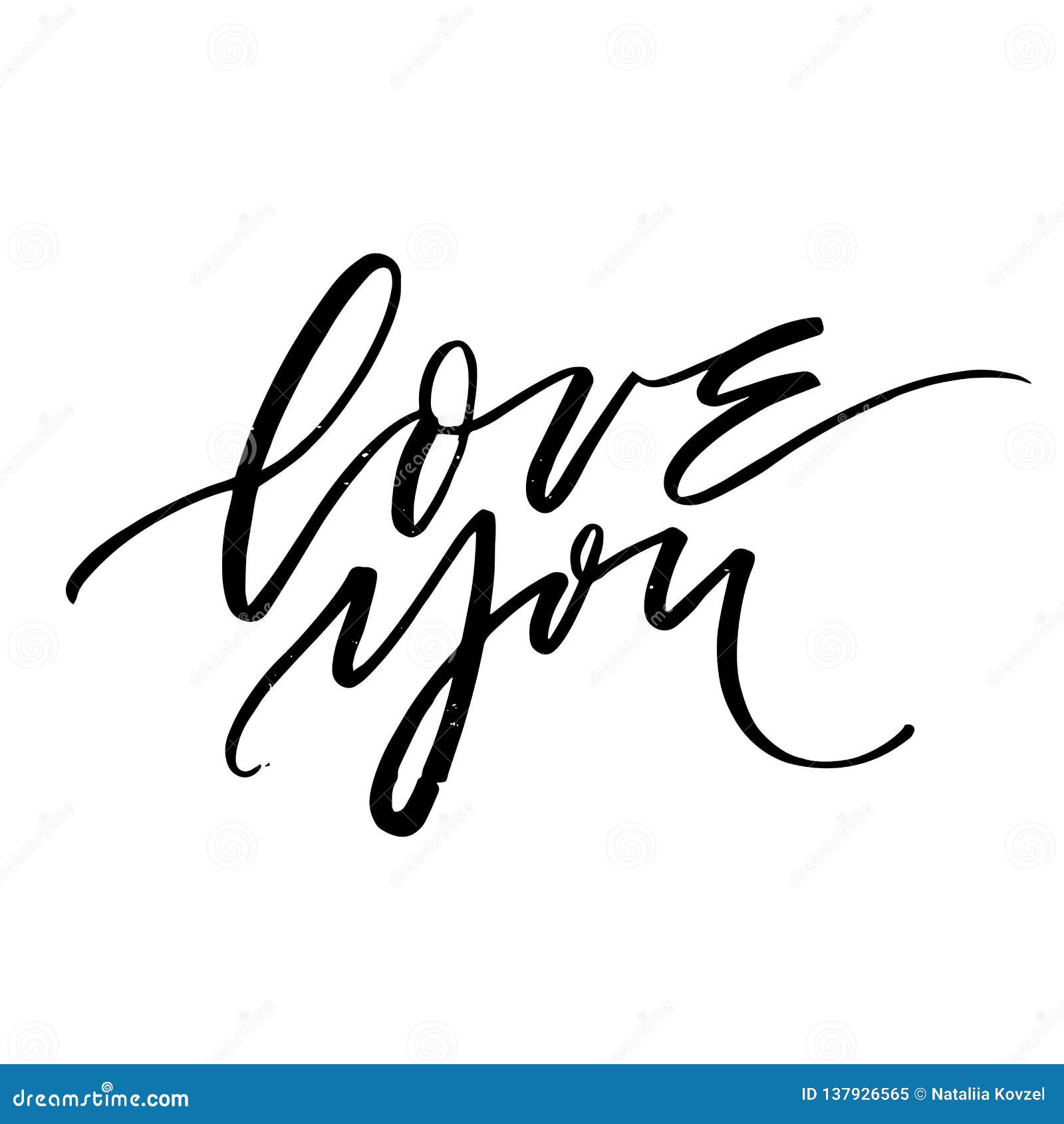 Love You - Handwritten Lettering on White Background Stock Vector ...