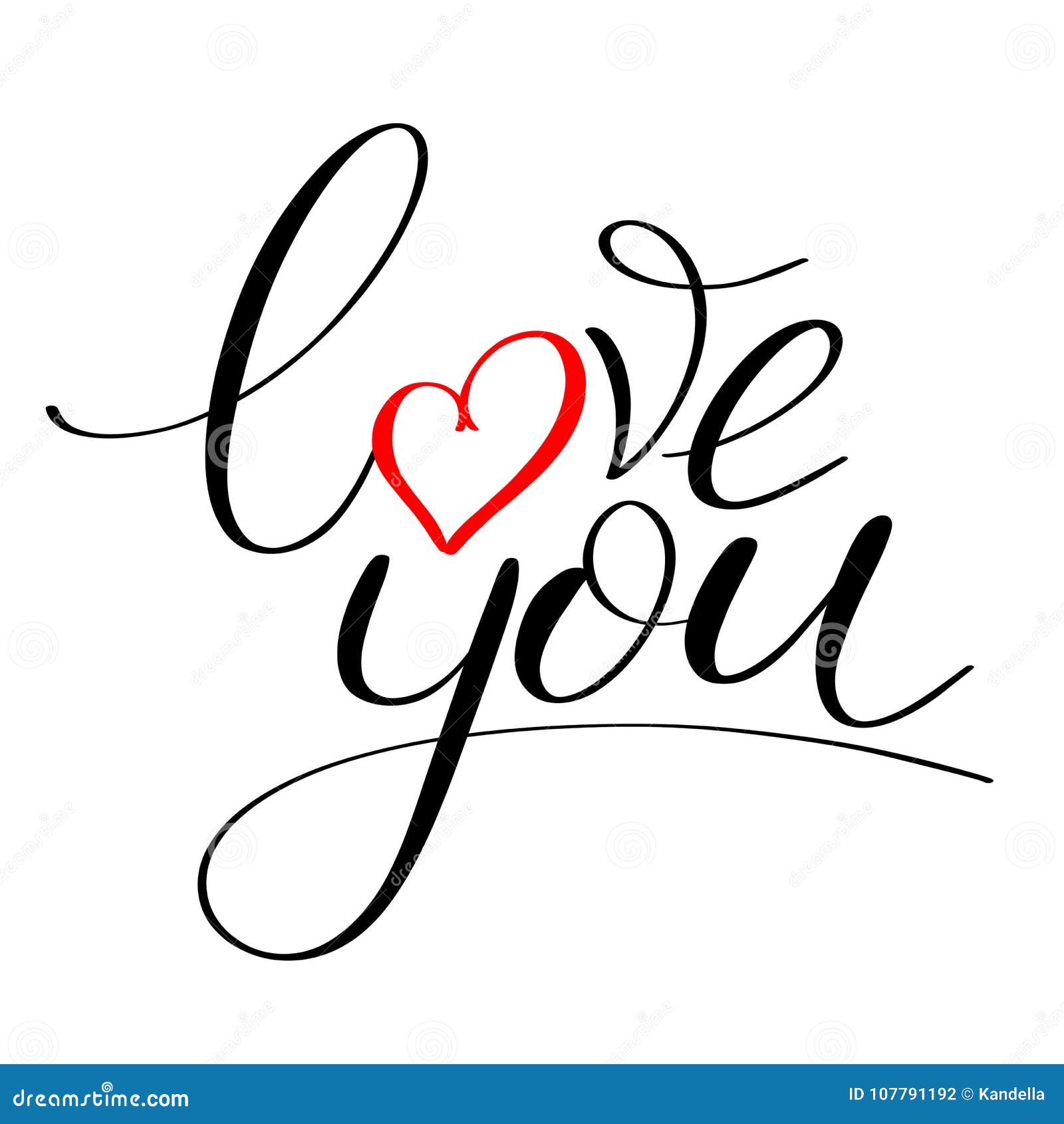 Love you with heart text stock vector. Illustration of banner - 107791192