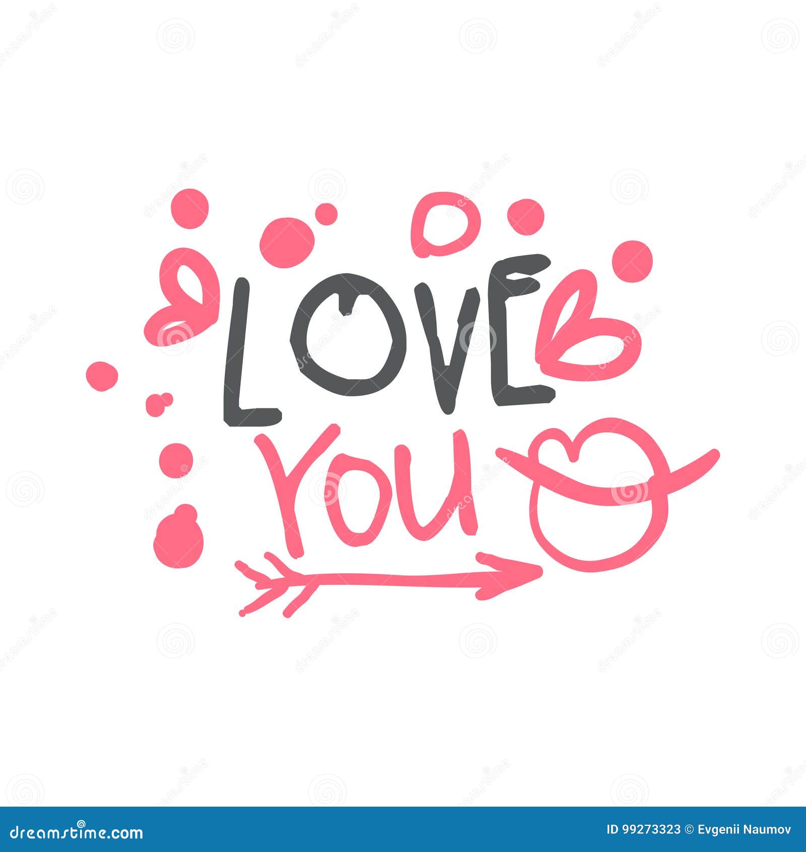Love You Logo Template, Colorful Hand Drawn Vector Illustration Stock ...