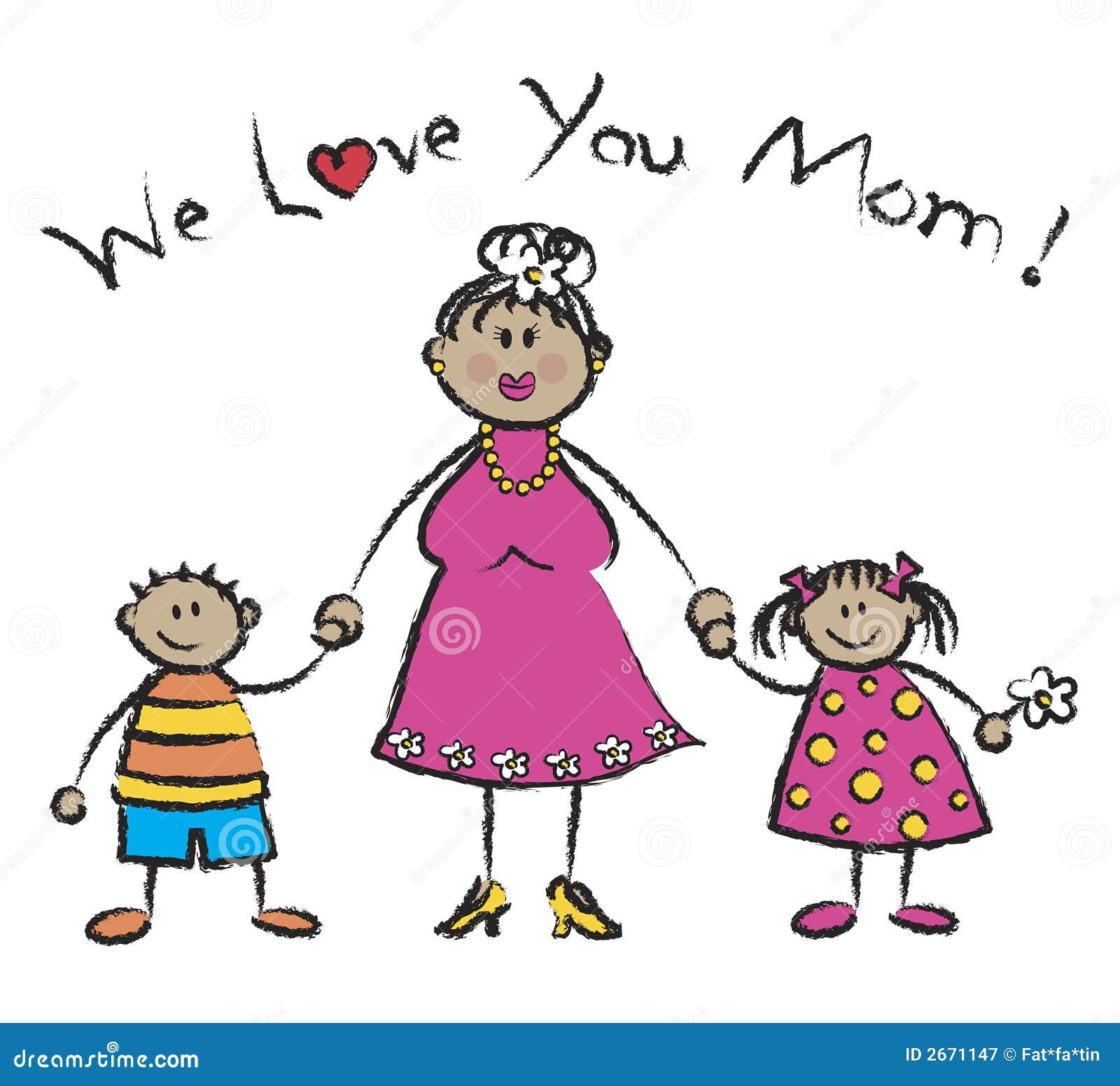 We love you mom - tan skin stock vector. Illustration of flower ...