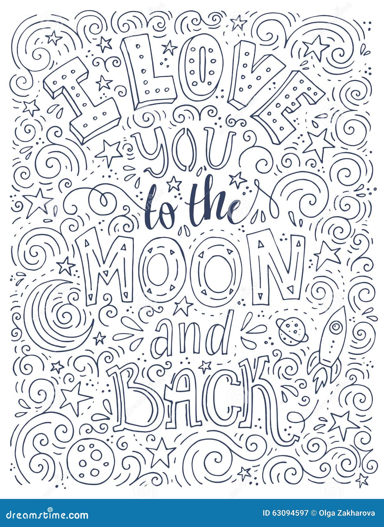 love you to the moon stock vector image of enjoy illustration I Love You Coloring