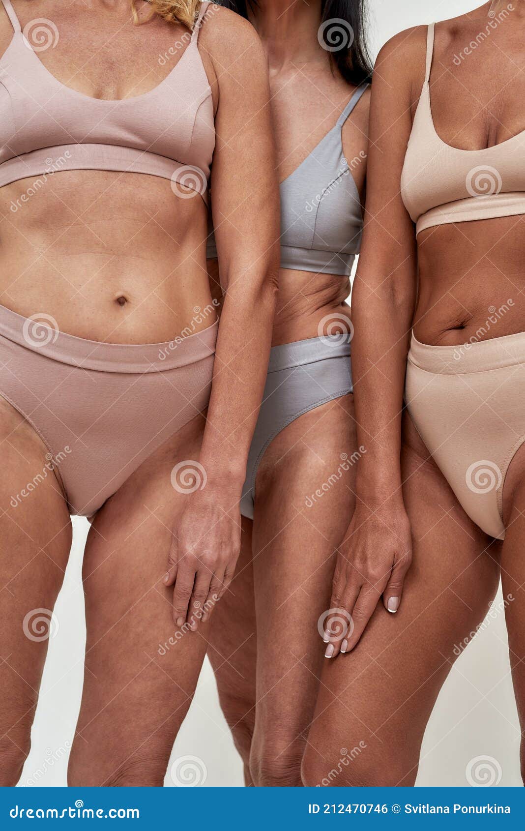 Love Your Body. Cropped Shot of Three Caucasian Mature Women in Underwear  Posing Half Naked in Studio Against Light Stock Photo - Image of bonding,  embrace: 212470746